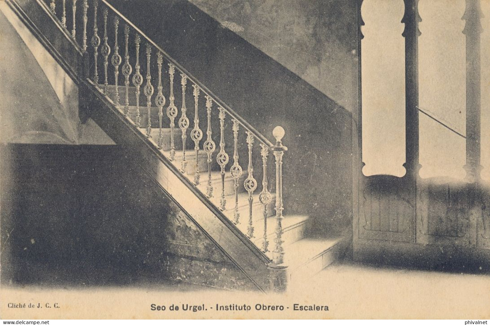 INSTITUTO OBRERO , ESCALERA  - SEO DE URGEL / SEU D'URGELL , T.P.  NO CIRCULADA - Lérida