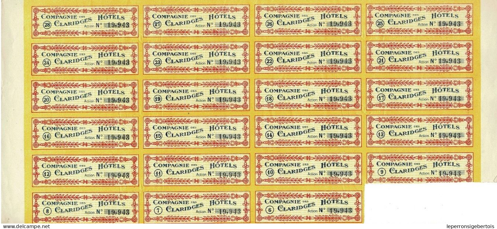 - Titre De 1919 - Compagnie Des Claridges Hôtels - Déco VF - Tourism