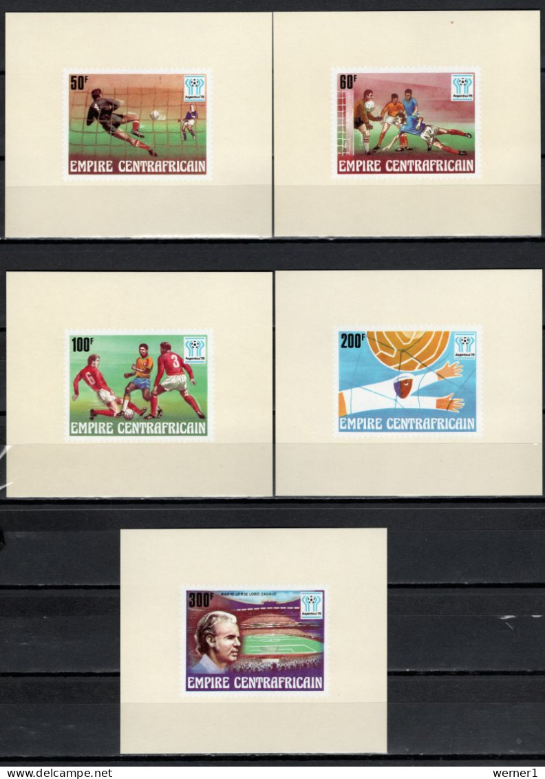 Central Africa 1977 Football Soccer World Cup Set Of 5 S/s Imperf. MNH -scarce- - 1978 – Argentina