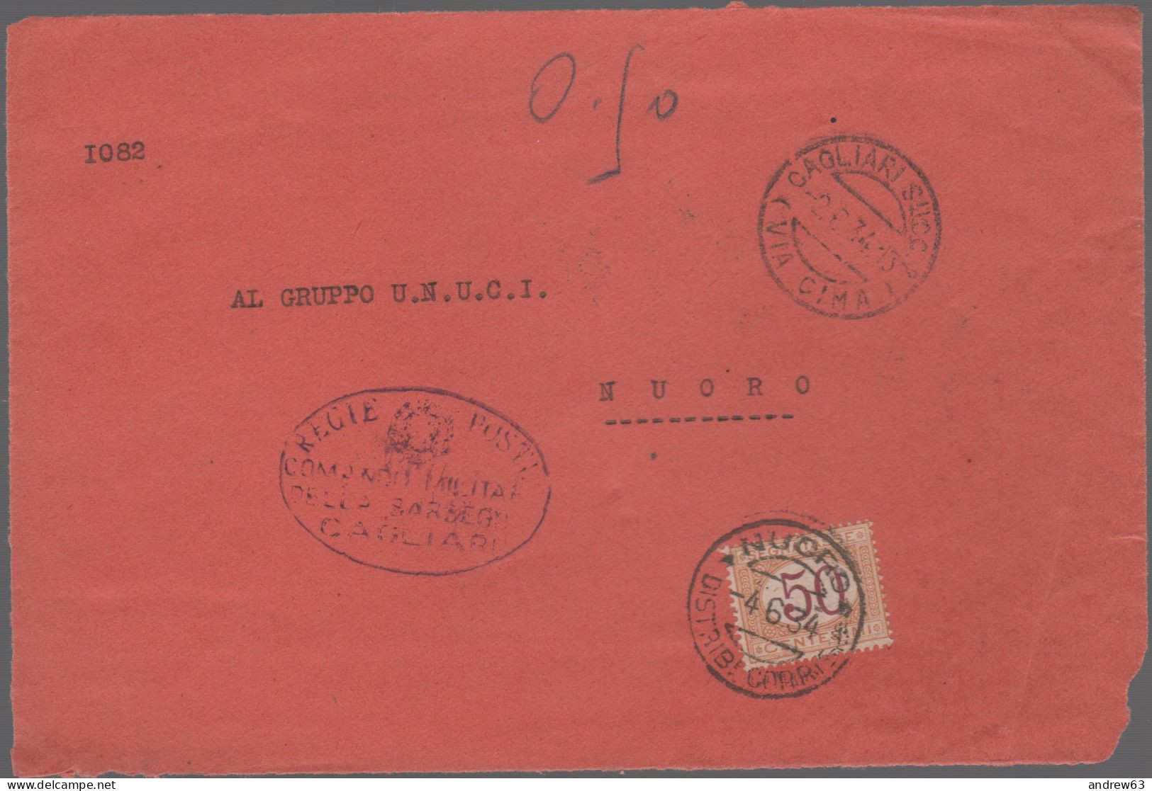 ITALIA - Storia Postale Regno - 1934 - 50c Segnatasse - Lettera Con Affrancatura A Carico Del Destinatario - Solo Fronte - Marcophilie