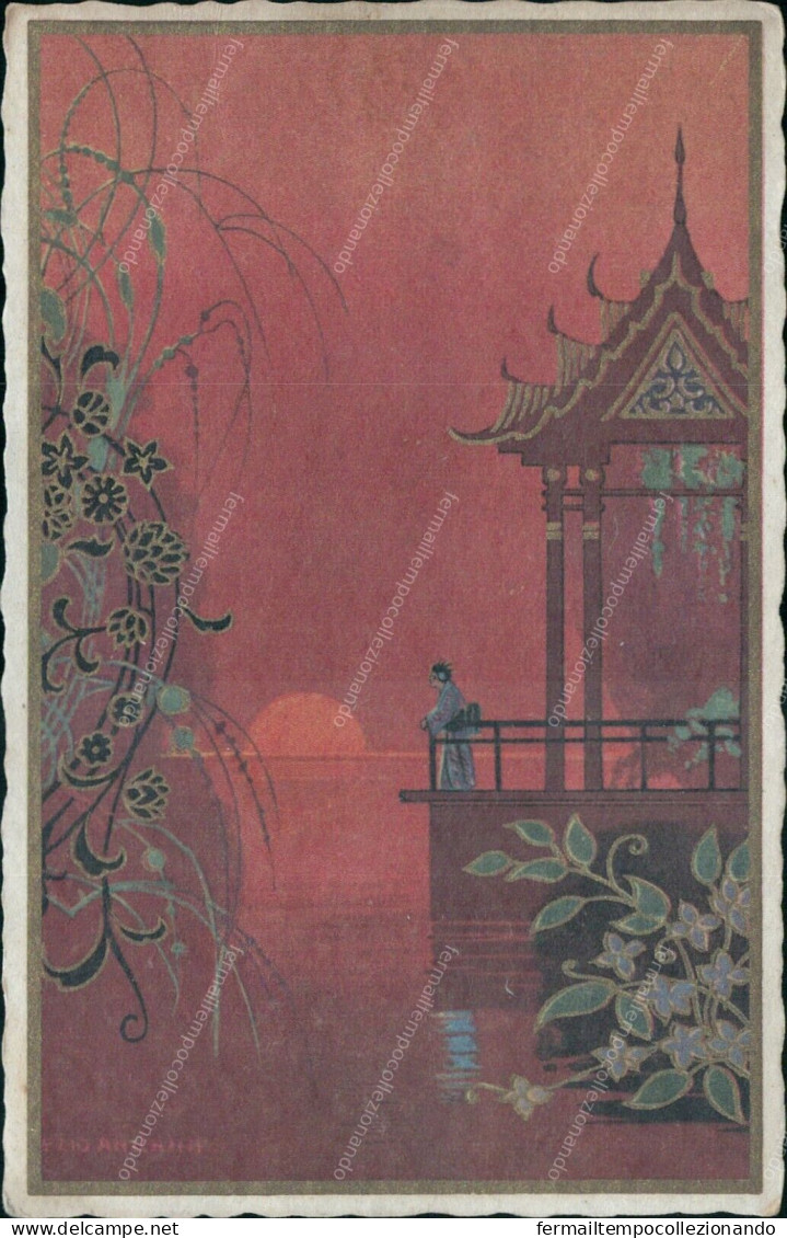 Cs194  Cartolina Lady Giapponese Japan Illustratore Artist Ezio Anichini - Altri & Non Classificati