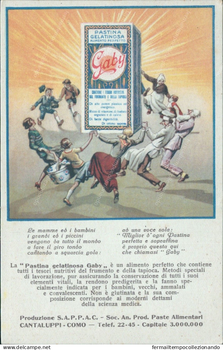 Cs193  Cartolina Pubblicitaria Pastina Gaby Gelatinosa Como - Autres & Non Classés
