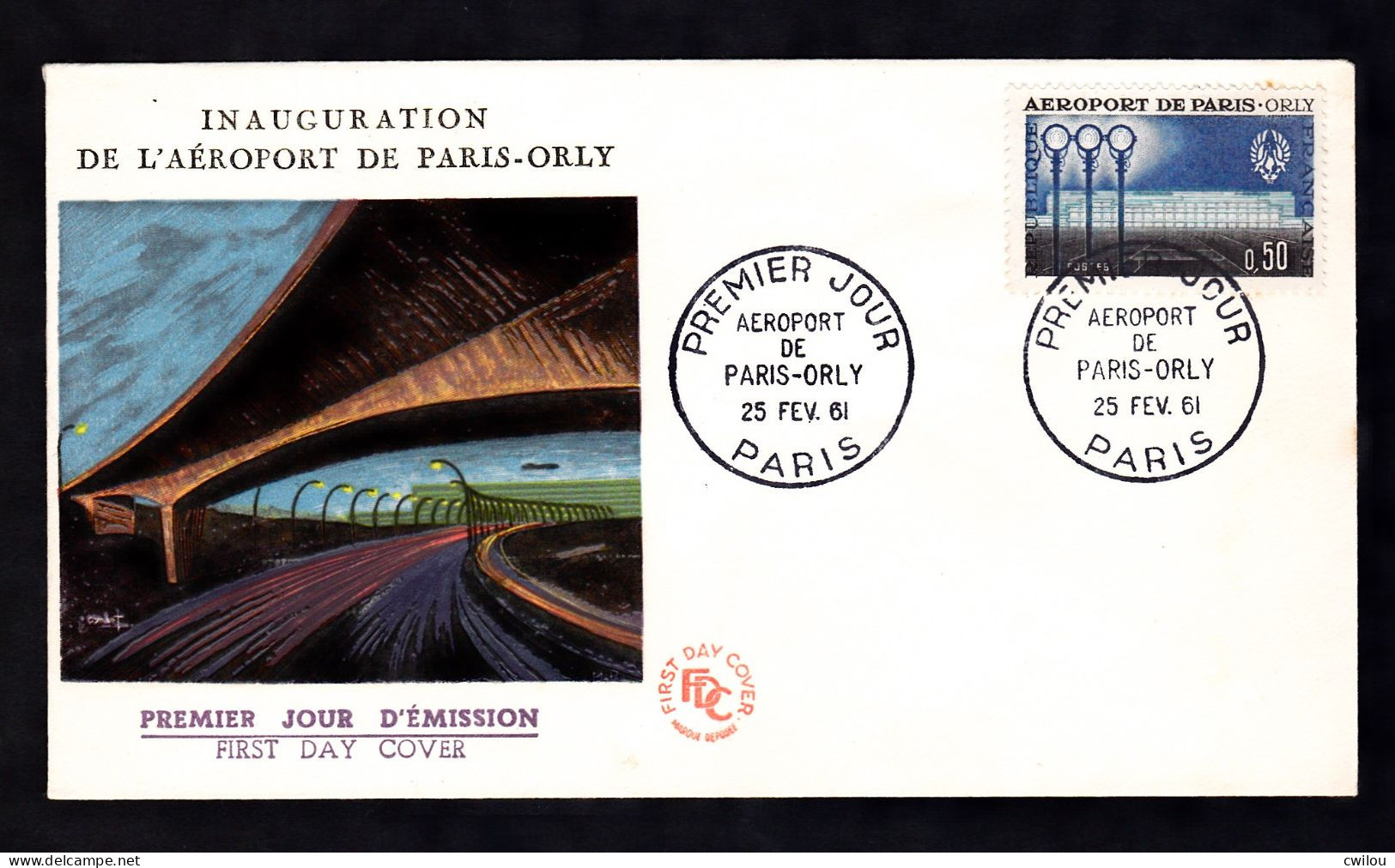 FDC - ENVELOPPE PREMIER JOUR - AEROPORT DE PARIS ORLY - FEVRIER 1961 - YT 1283 - 1960-1969