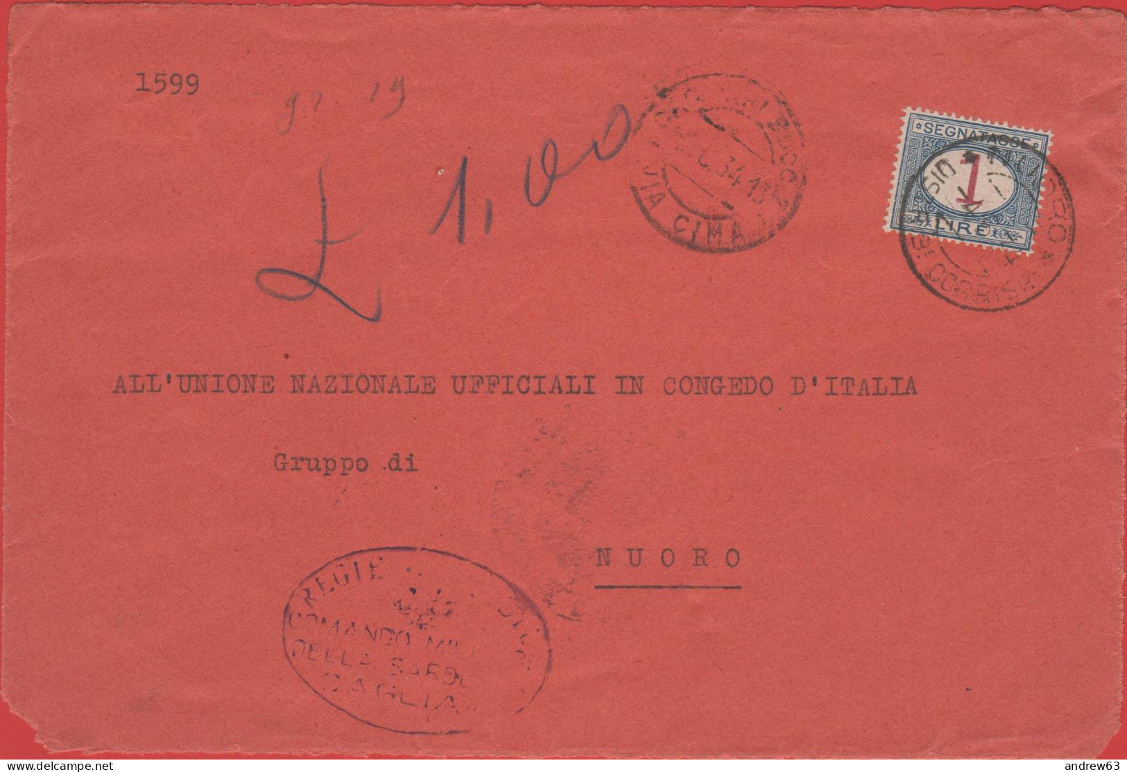 ITALIA - Storia Postale Regno - 1934 - 1 Segnatasse - Lettera Con Affrancatura A Carico Del Destinatario - Solo Frontesp - Marcophilia