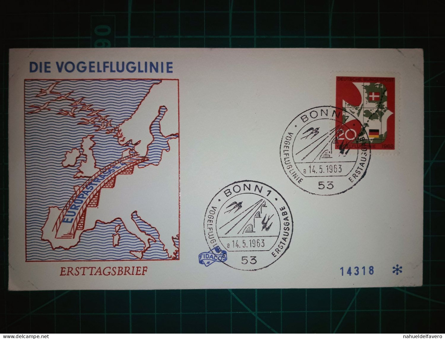ALLEMAGNE. Enveloppe FDC Avec Cachet Commémoratif De “Die Vogelfluglinie, Europastrasse ”. Timbre Et Cachet Spécial. - 1950-1970