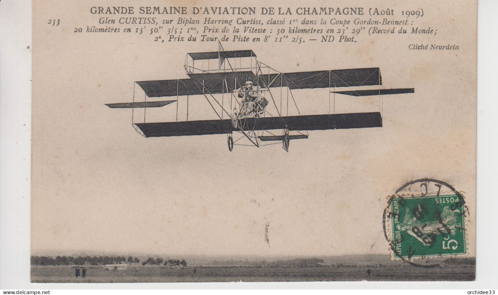 CPA Grande Semaine D'Aviation De La Champagne (Août 1909) - Glen Curtiss Sur Biplan Harring Curtiss, Classé 1er ... - Meetings