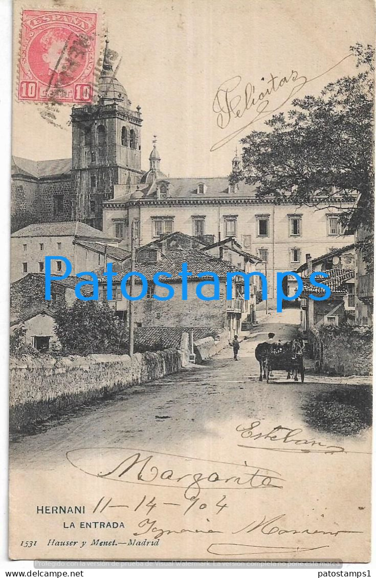 228496 SPAIN ESPAÑA HERNANI LA ENTRADA CIRCULATED TO URUGUAY POSTAL POSTCARD - Other & Unclassified