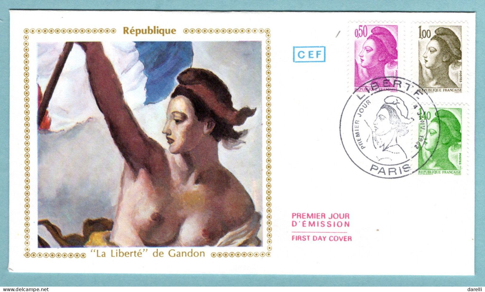 FDC France 1982 - Liberté De Gandon (d'Eugène Delacroix)   0,50 F YT 2184 - 1,00 F YT 2185 Et 1,40 YT 2186 - 1980-1989