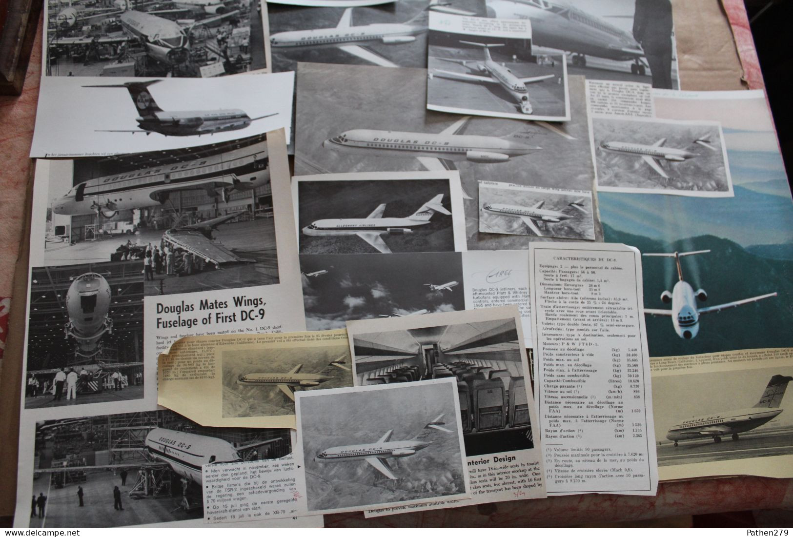 Lot De 287g D'anciennes Coupures De Presse De L'aéronef Américain Douglas DC-9 - Aviación