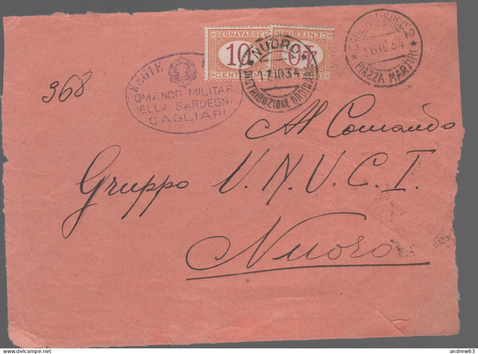 ITALIA - Storia Postale Regno - 1934 - 10c + 40c Segnatasse - Lettera Con Affrancatura A Carico Del Destinatario - Solo - Poststempel