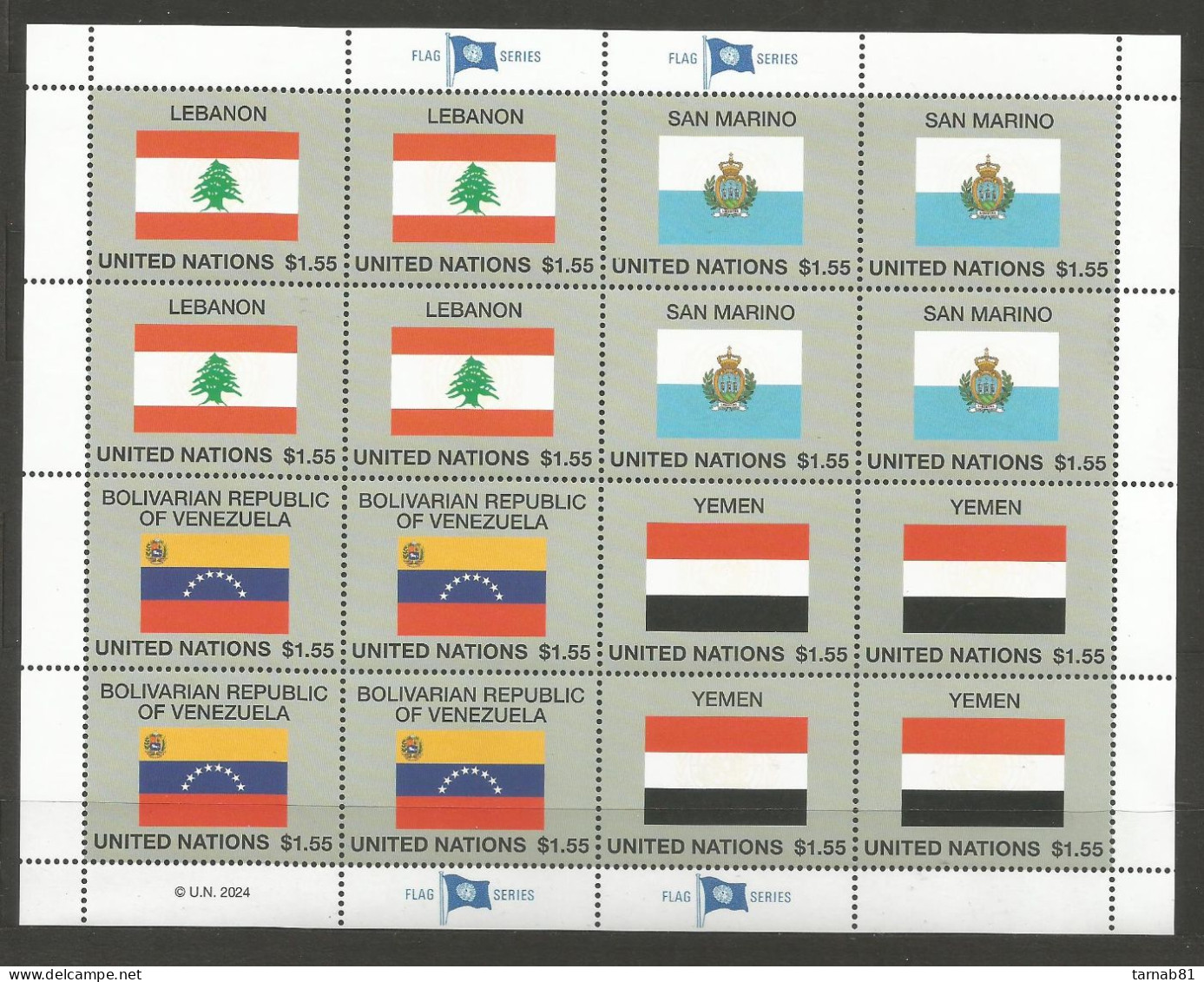ONU  2024 Nations Unies Drapeaux Flags Flaggen  2024 ONU - Hojas Y Bloques