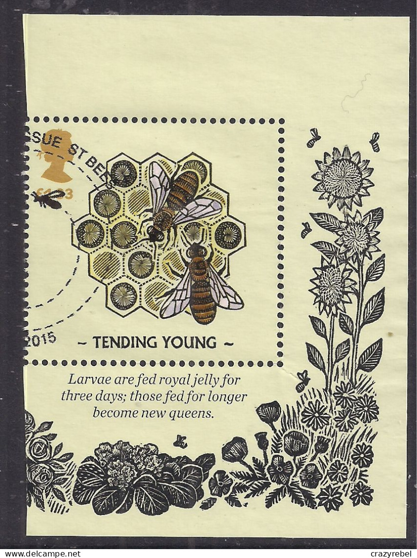 GB 2015 QE2 £1.33 Honey Bee Tending Young Ex M/S & Fdc SG MS 3742 ( D593 ) - Gebraucht