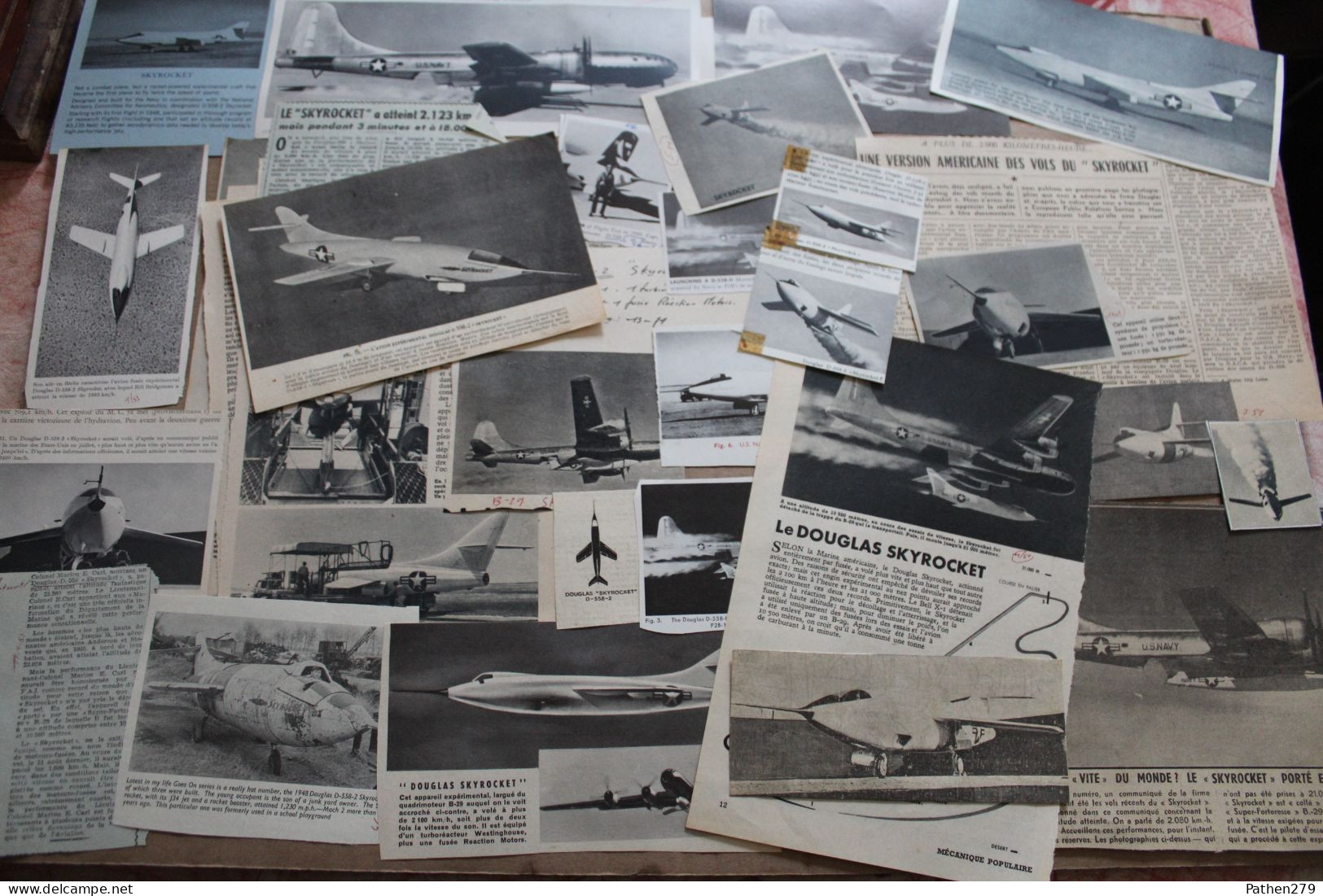 Lot De 67g D'anciennes Coupures De Presse De L'aéronef Américain Douglas D558-2  'Skyrocket" - Aviación