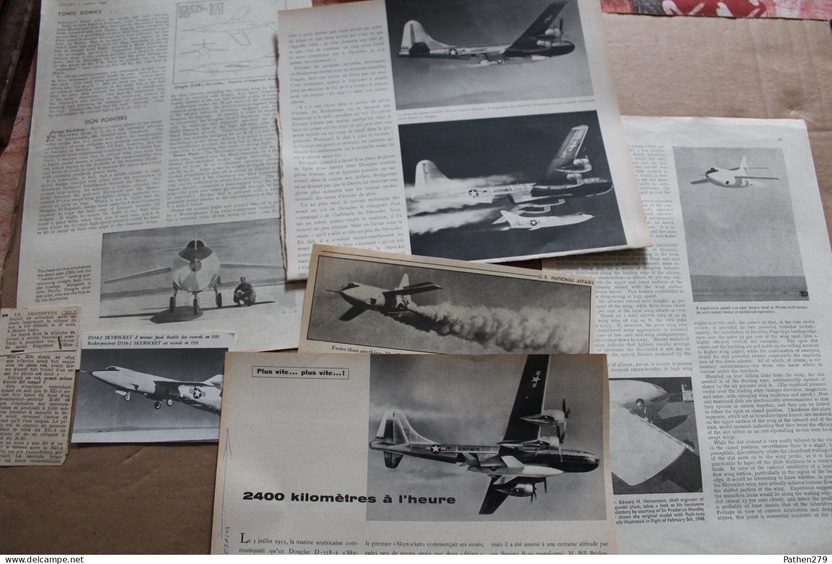 Lot De 67g D'anciennes Coupures De Presse De L'aéronef Américain Douglas D558-2  'Skyrocket" - Aviation