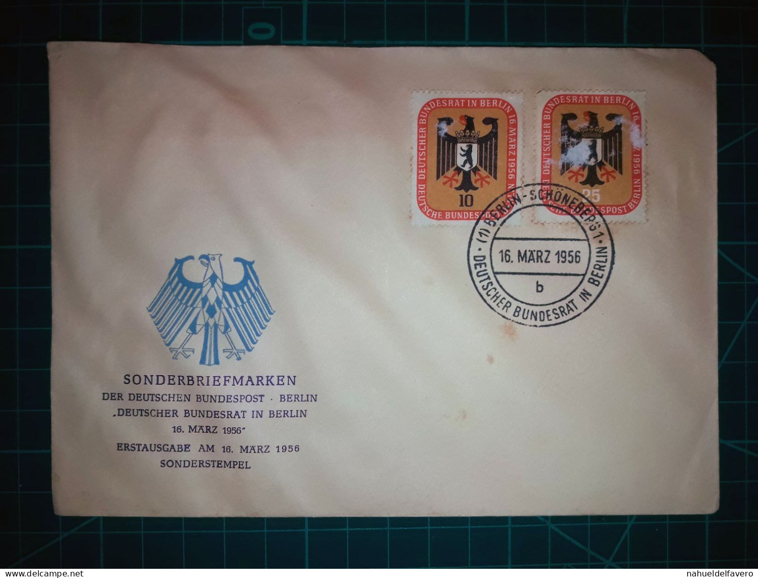 ALLEMAGNE. Enveloppe FDC Avec Cachet Commémoratif De “Sonderbriefmarken, Deutscher Bundesrat In Berlin”. Timbre Et Cache - 1950-1970