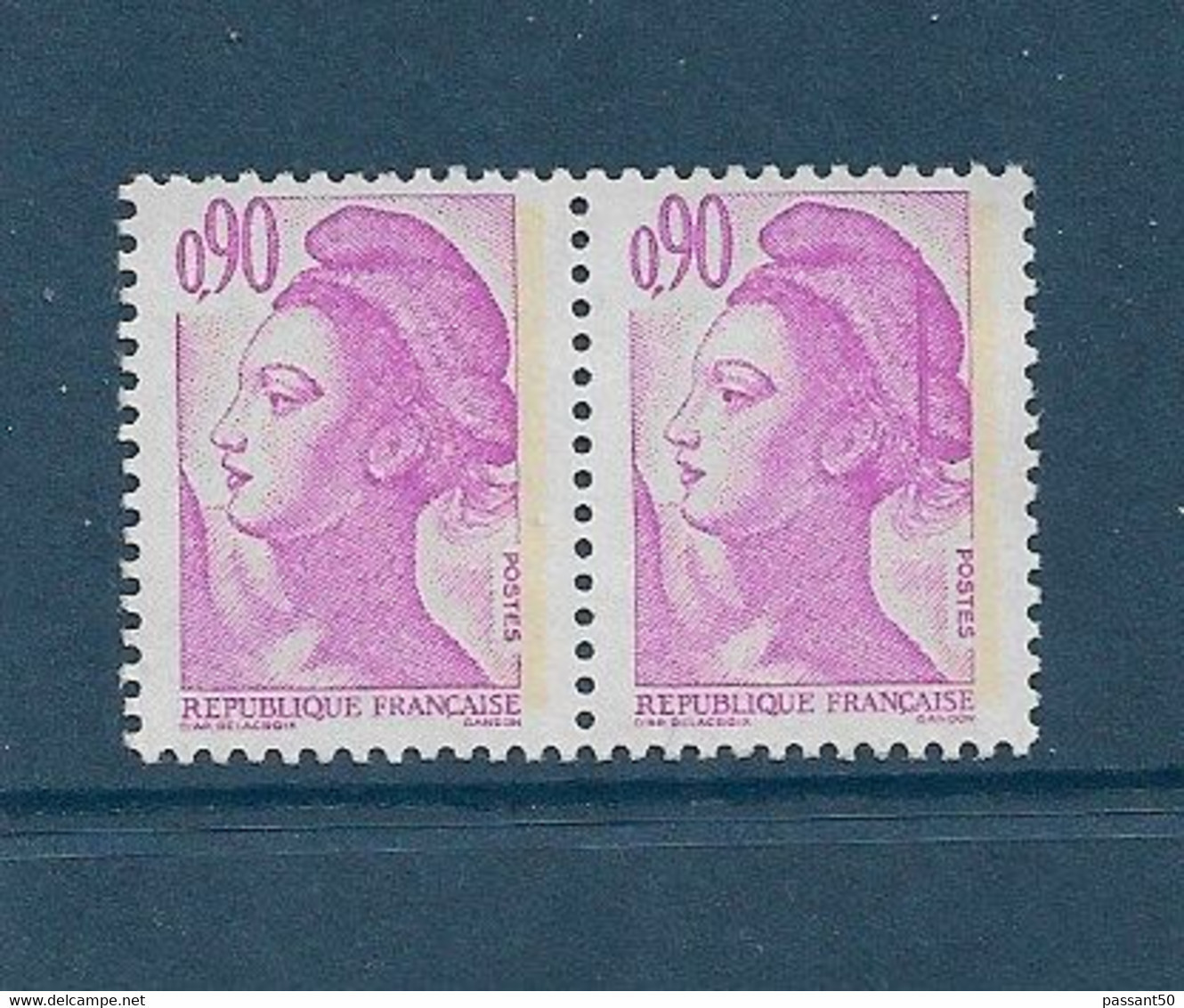 Liberté 0fr90 Violet YT 2242c Avec Grosse Griffe Au Bonnet Tenant à Normal. Superbe, Voir Le Scan. Cote YT > 18 €. - Unused Stamps