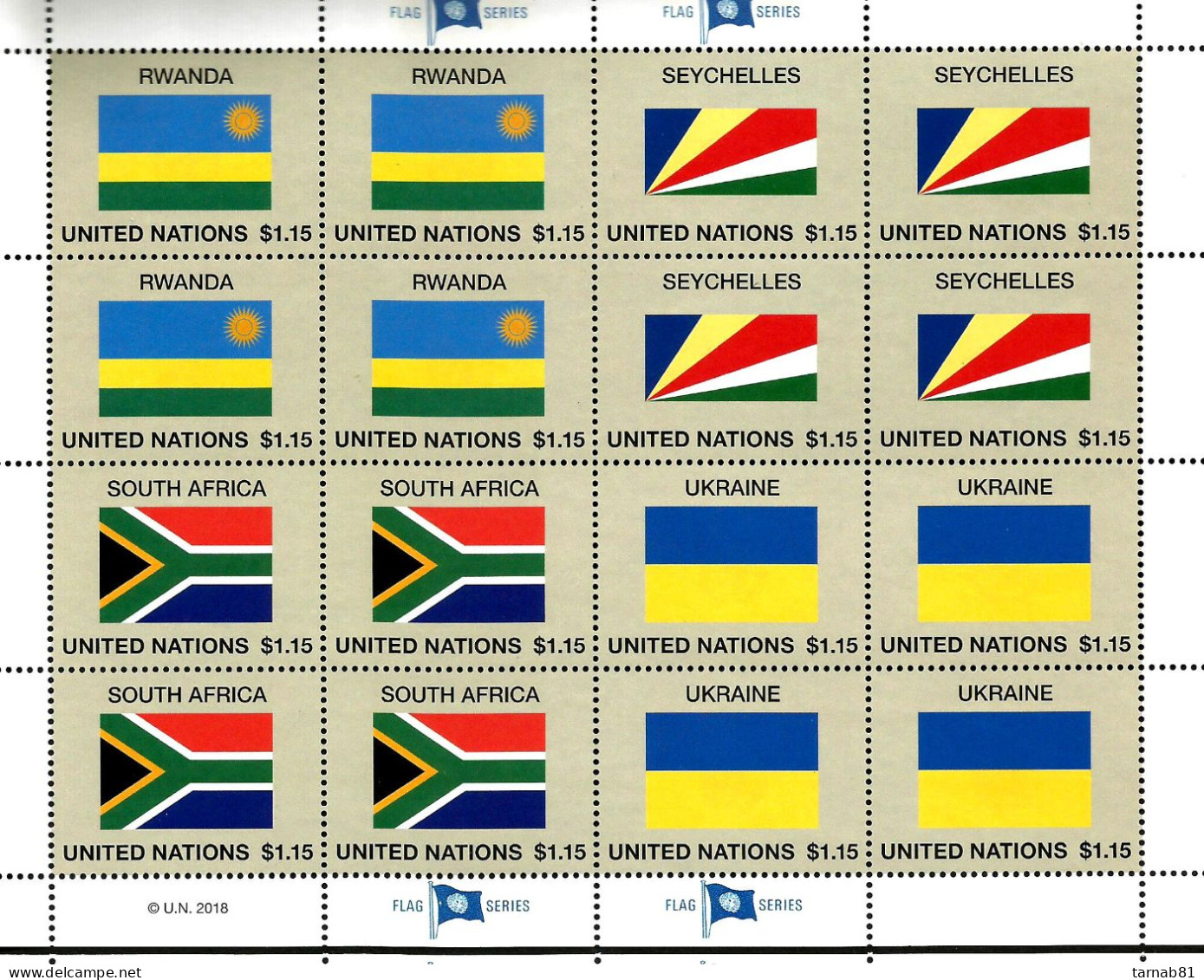 ONU  2018 Nations Unies Drapeaux Flags Flaggen  2018 ONU - Hojas Y Bloques