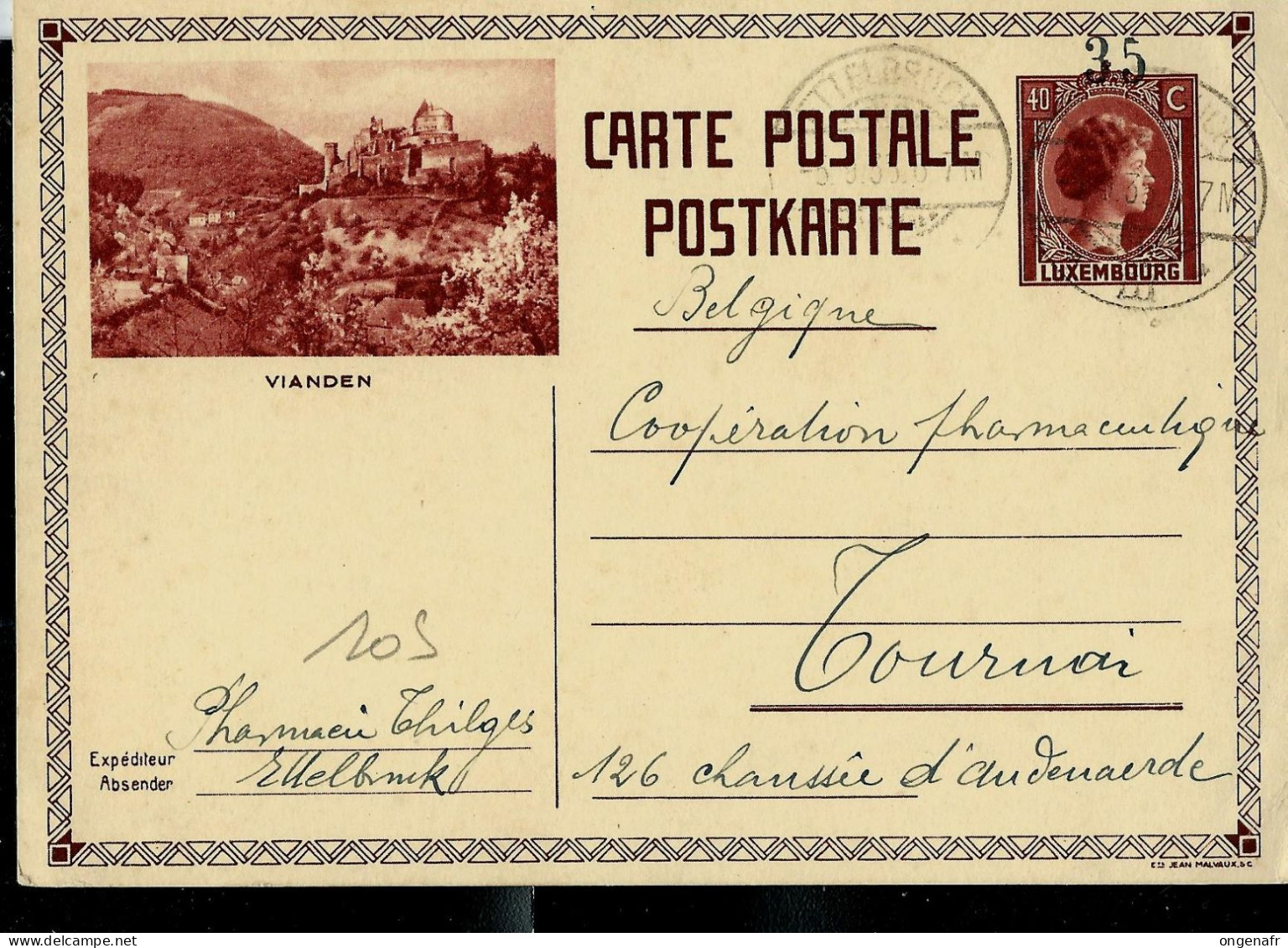 Carte Illustrée N° 105. Vue:  VIANDEN  -- Obl. Ettelbruck 05/09/1935 - Stamped Stationery