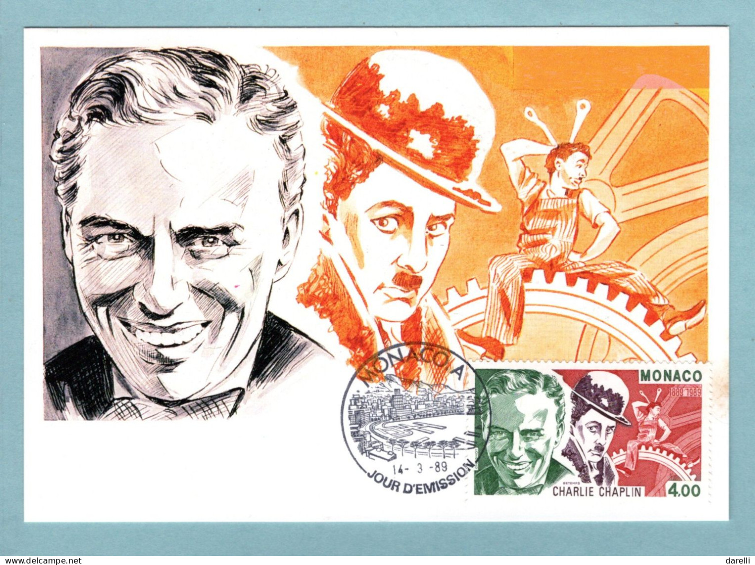 Carte Maximum Monaco 1989 - Charlie Chaplin - Charlo - Comédien - YT 1680 - Cartoline Maximum