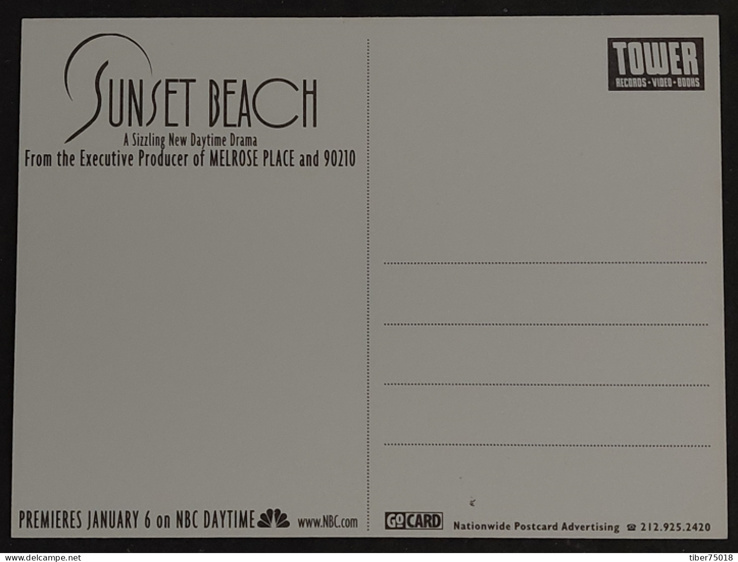 Carte Postale (Tower Records) Sunset Beach (cinéma - Film - Affiche) - Posters On Cards