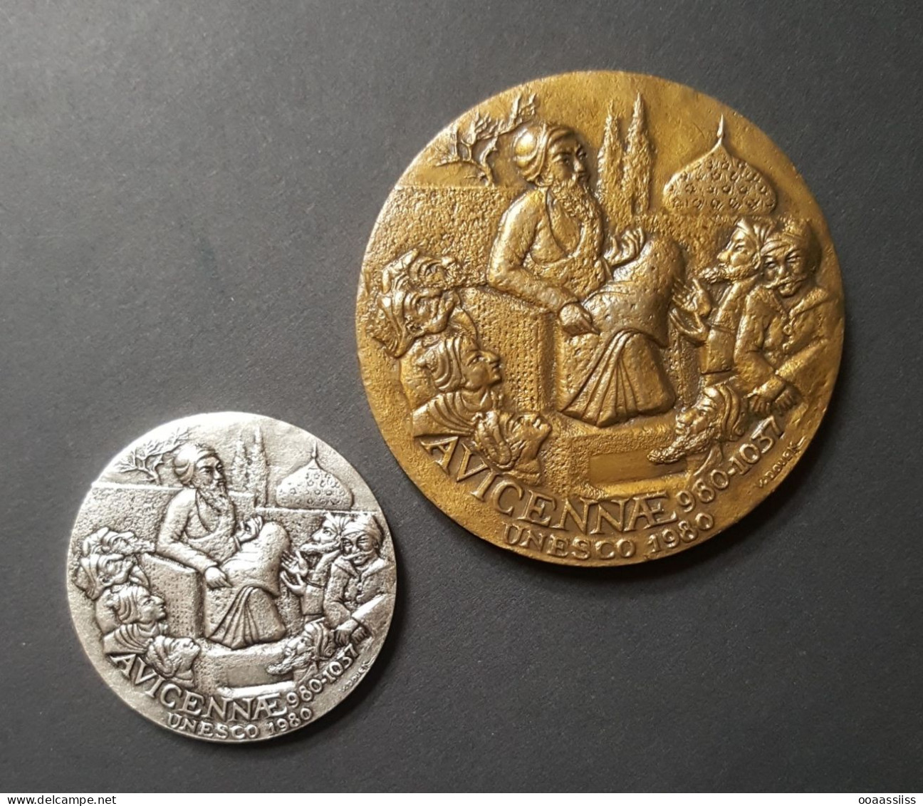 2 Medals Silver Bronze Avicenna / Ibn Sina - Douek UNESCO Paris Mint - Otros & Sin Clasificación
