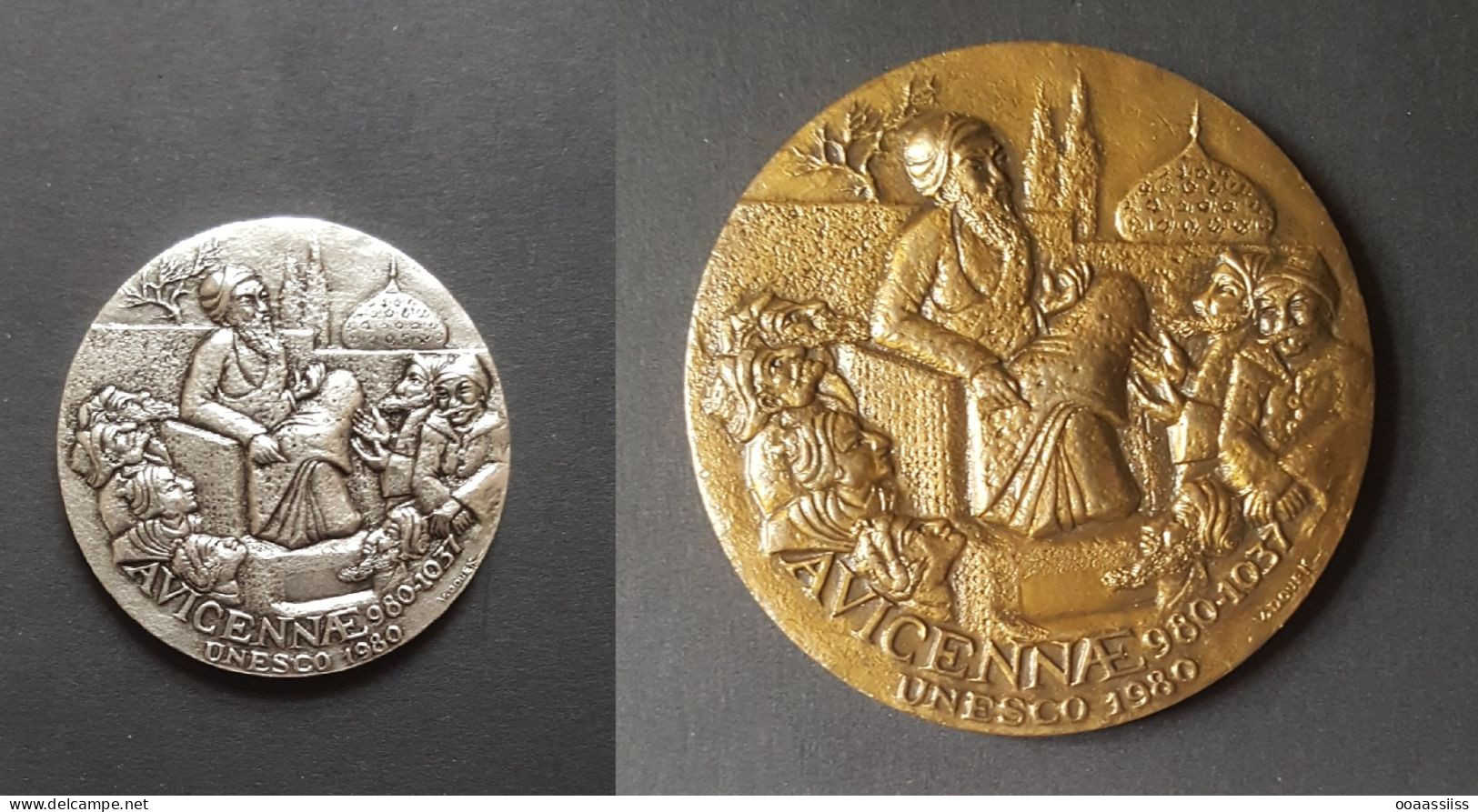 2 Medals Silver Bronze Avicenna / Ibn Sina - Douek UNESCO Paris Mint - Autres & Non Classés