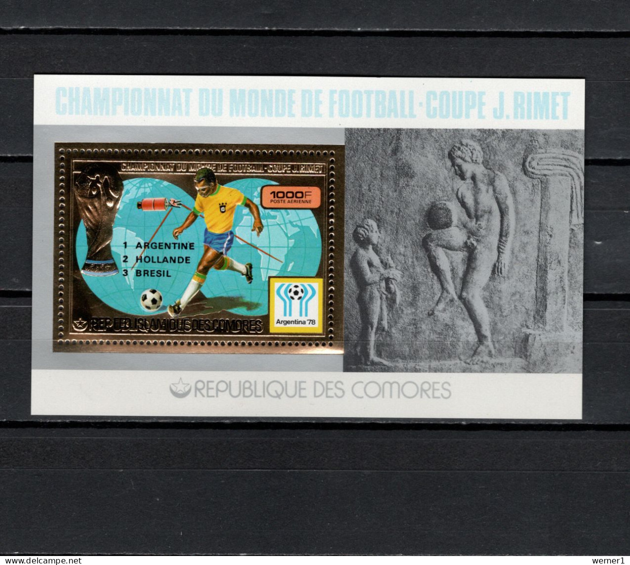 Comoro Islands - Comores 1978 Football Soccer World Cup, Space Gold S/s With Winners Overprint In Black MNH - 1978 – Argentina