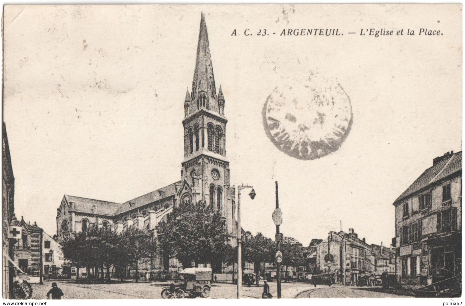 CPA DE ARGENTEUIL  (VAL D' OISE)  L'ÉGLISE ET LA PLACE - Argenteuil