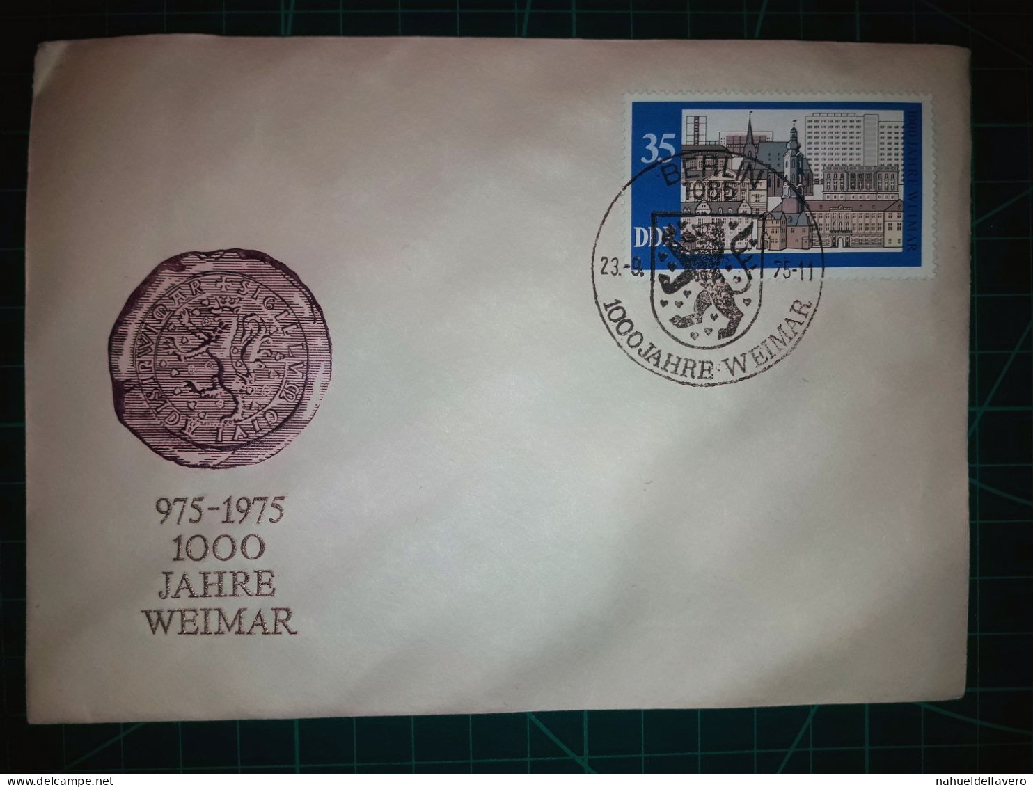 ALLEMAGNE (DDR). Enveloppe FDC Avec Cachet Commémoratif De “1000 Jahre Weimar”. Timbre Et Cachet Spécial. - 1950-1970