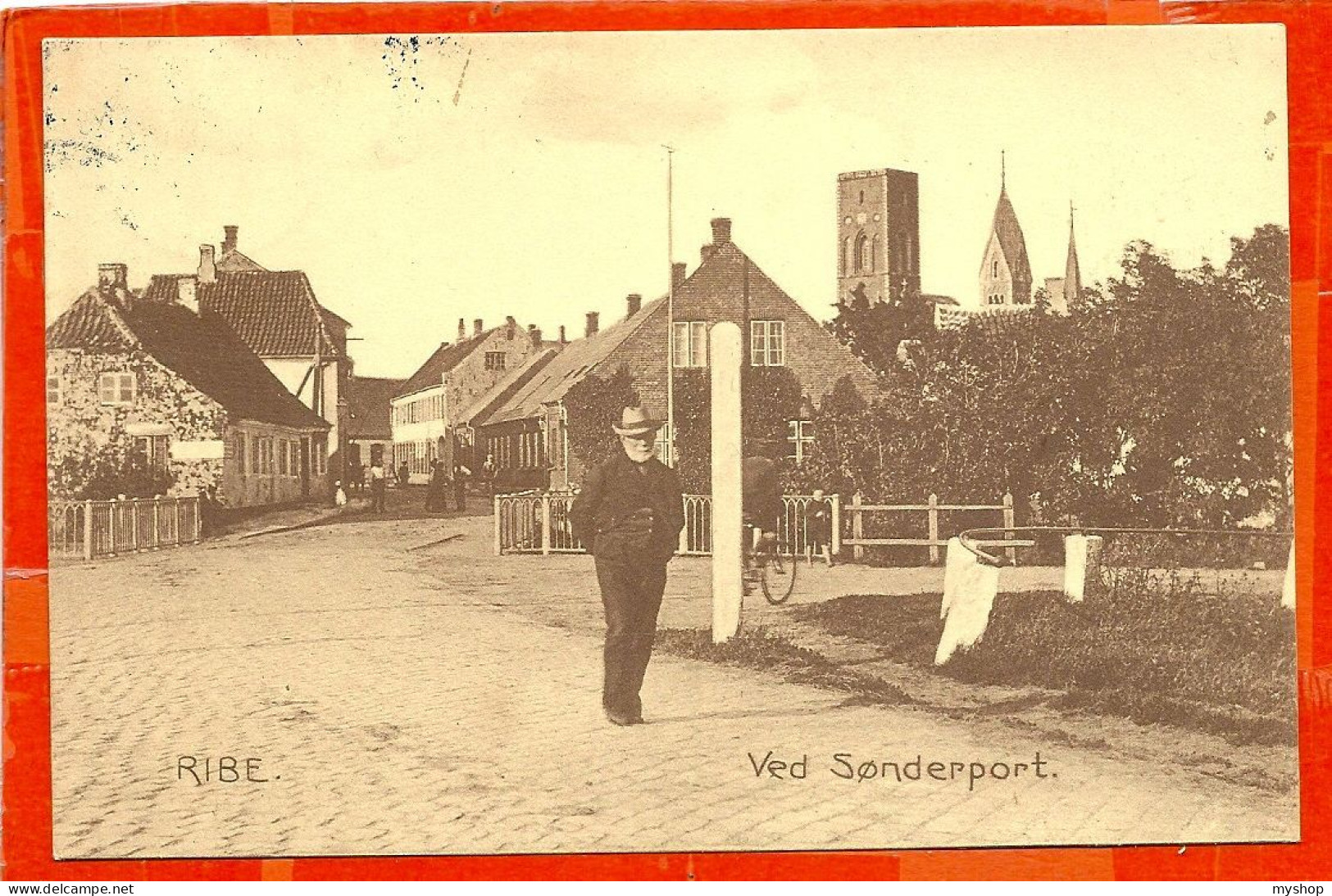 DK139_*   RIBE Ved SØNDERPORT * TYPICAL POPULATED STREET * SENDT To VIBORG 1910 - Danemark