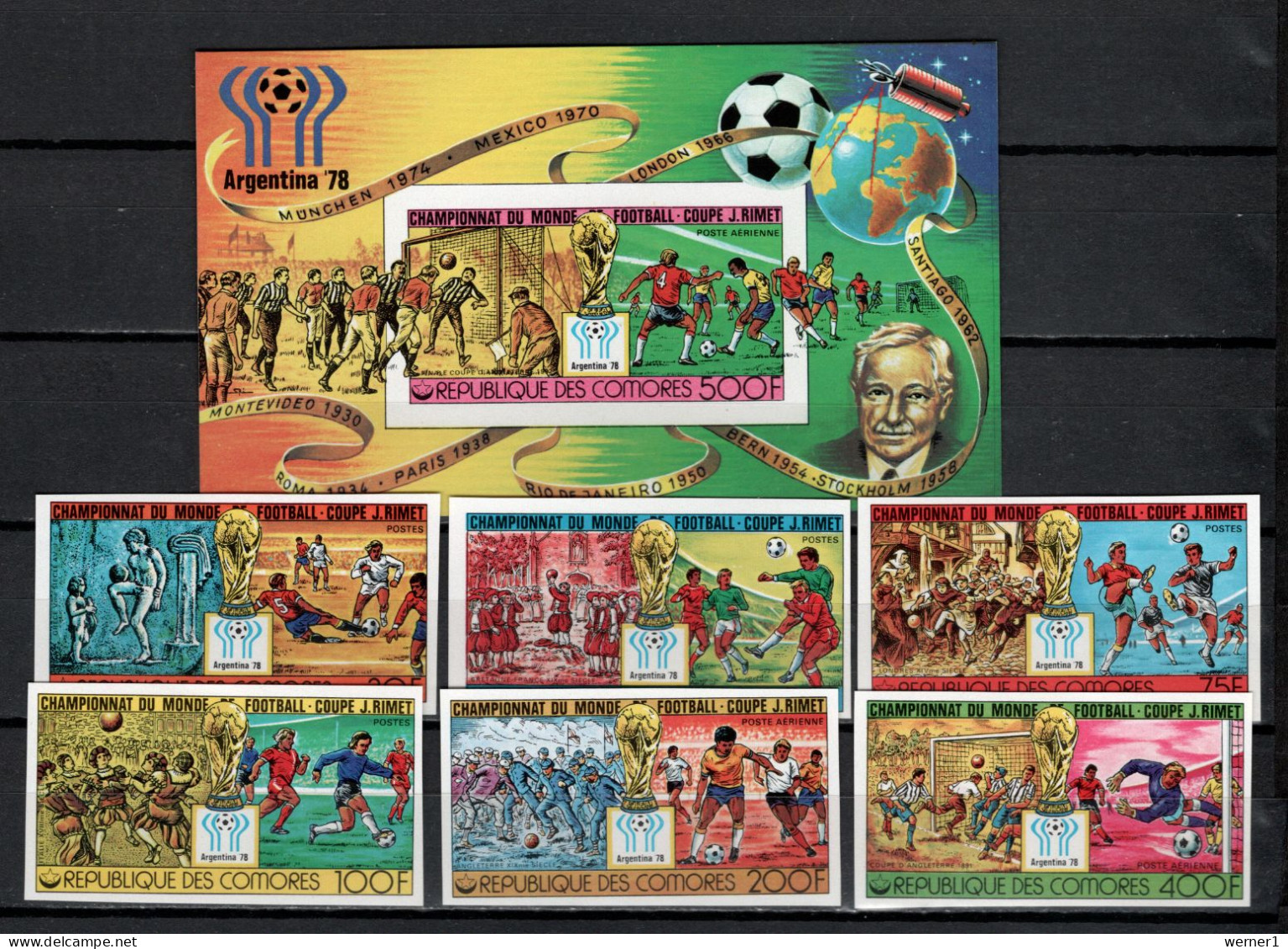 Comoro Islands - Comores 1978 Football Soccer World Cup, Space Set Of 6 + S/s Imperf. MNH -scarce- - 1978 – Argentina