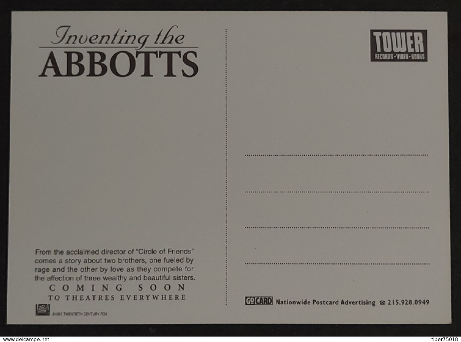 Carte Postale (Tower Records) Inventing The Abbotts (cinéma - Film - Affiche) - Afiches En Tarjetas