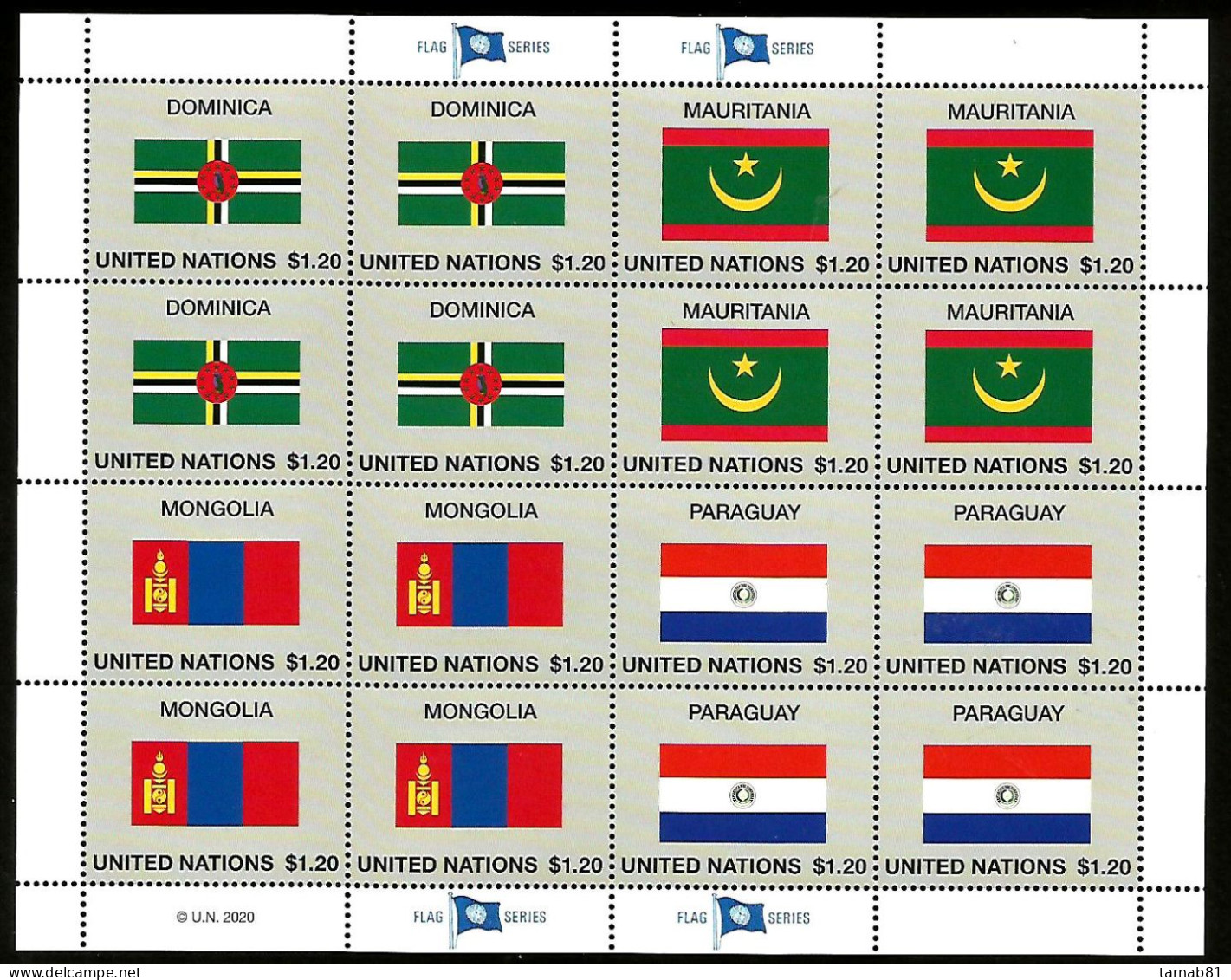 ONU  2020 Nations Unies Drapeaux Flags Flaggen  2020 ONU - Hojas Y Bloques