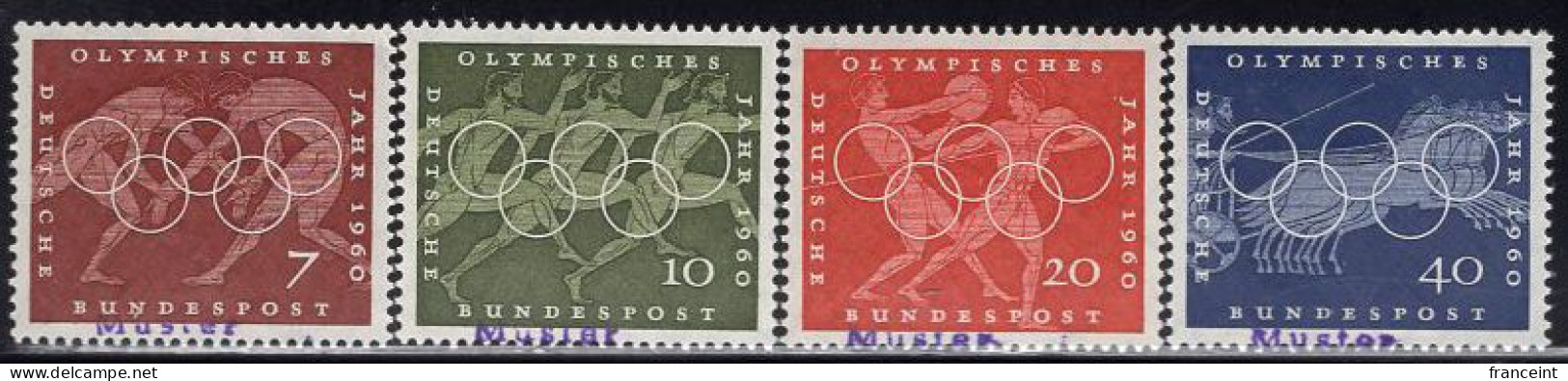 GERMANY(1960) Rome Olympics. Set Of 4 With MUSTER (specimen) Overprint. Scott No 813-6. - Andere & Zonder Classificatie