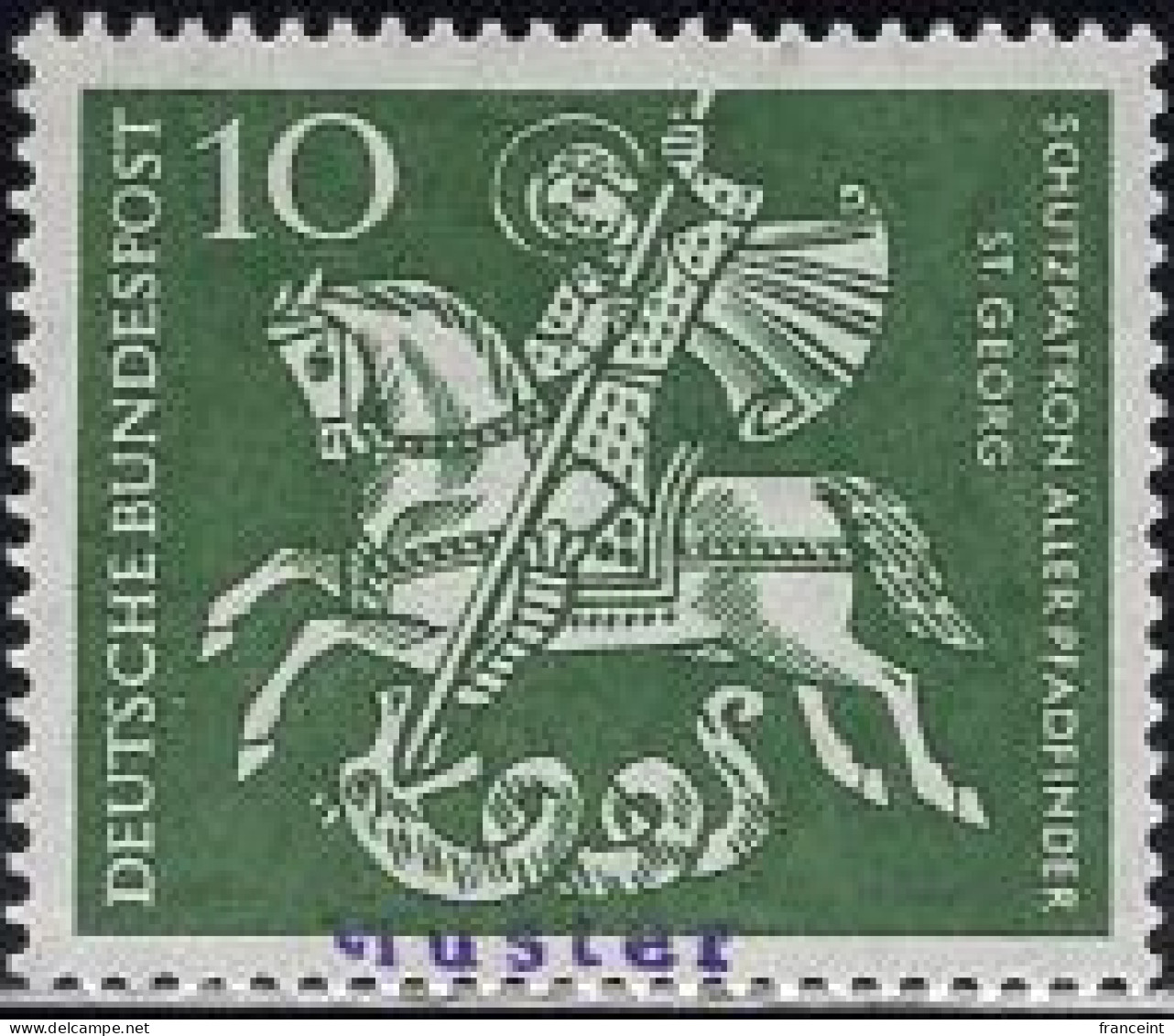 GERMANY(1961) St. George Slaying Dragon. MUSTER (specimen) Overprint. Boy Scout Day. Scott No 823. - Andere & Zonder Classificatie