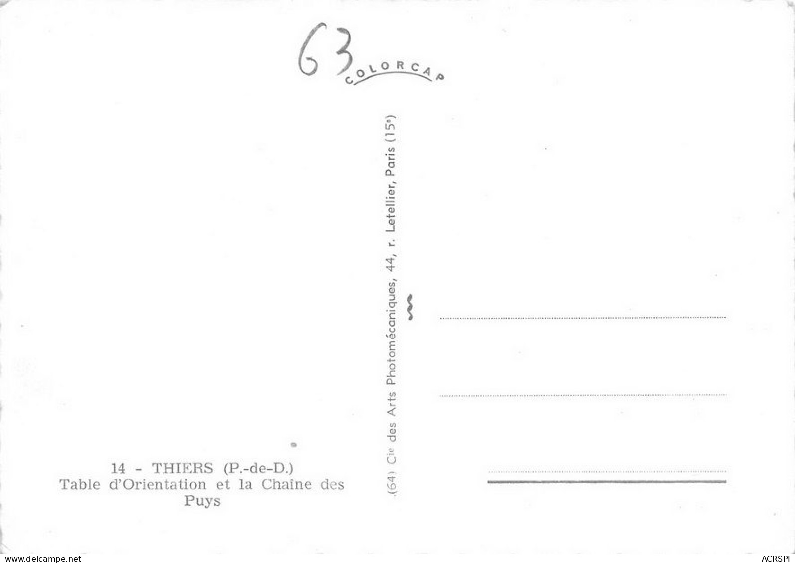 63 THIERS  La Table D'Orientation  (Scan R/V) N°   56   \MT9106 - Thiers