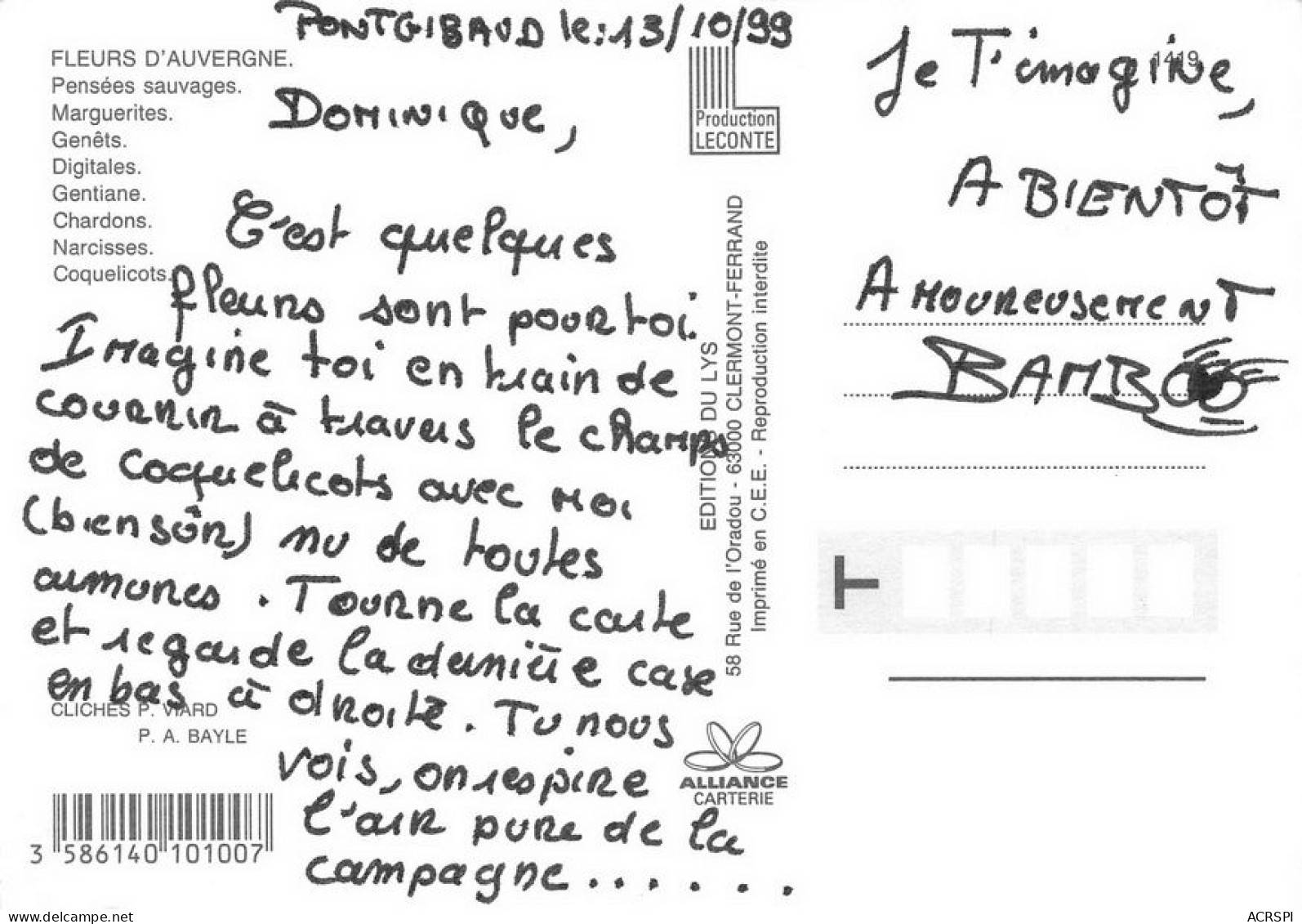 63  Fleurs Du Puy De Dôme  Clermont-Ferrand Ambert Thiers Issoire Royat (Scan R/V) N°   51   \MT9114 - Le Mont Dore