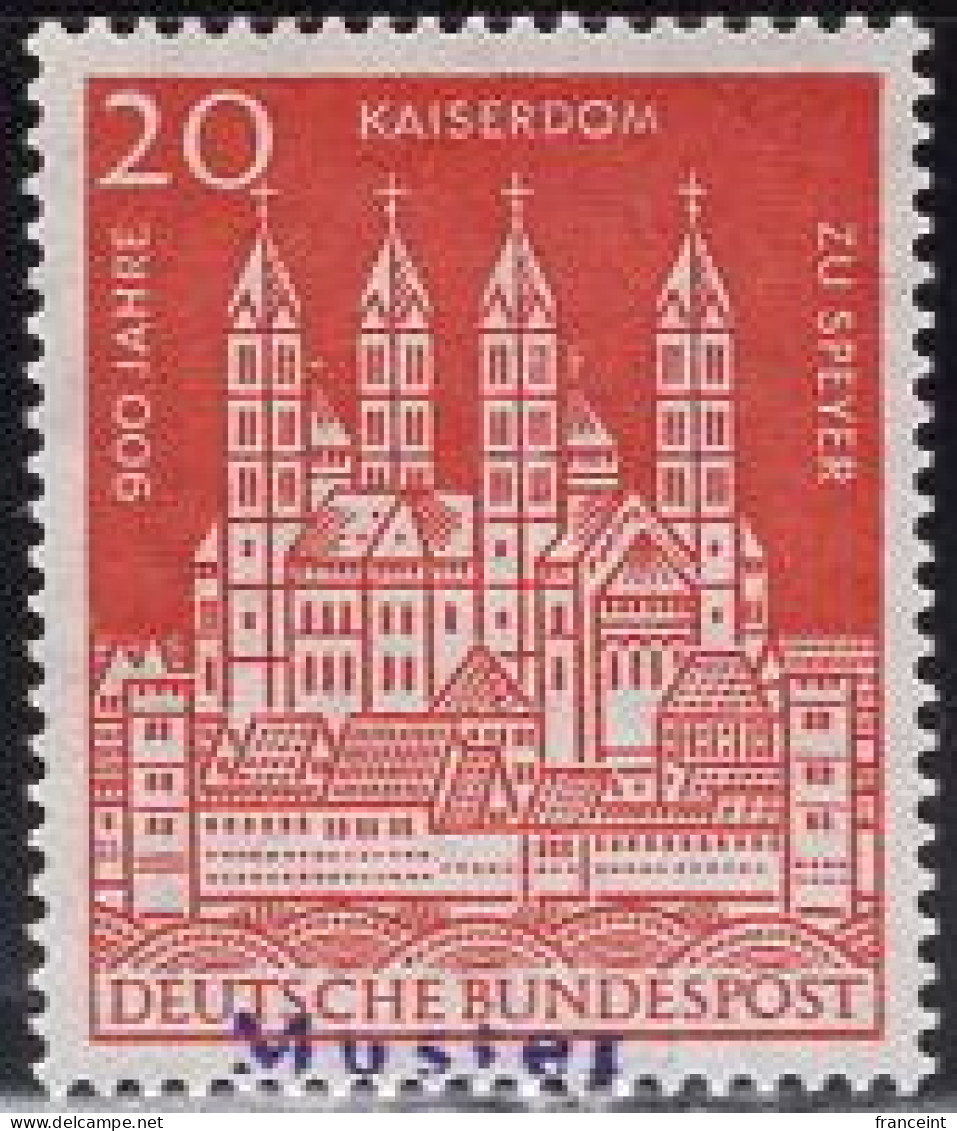 GERMANY(1961) Speyer Cathedral. MUSTER (specimen) Overprint. Scott No 843. - Autres & Non Classés