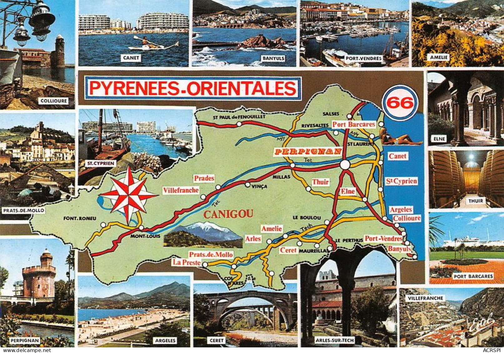 66   Carte Map Plan Du Département Des PO Banyuls PERPIGNAN  Olette Ceret CANET CANIGOU  (Scan R/V) N°  29   \MT9133 - Canet Plage