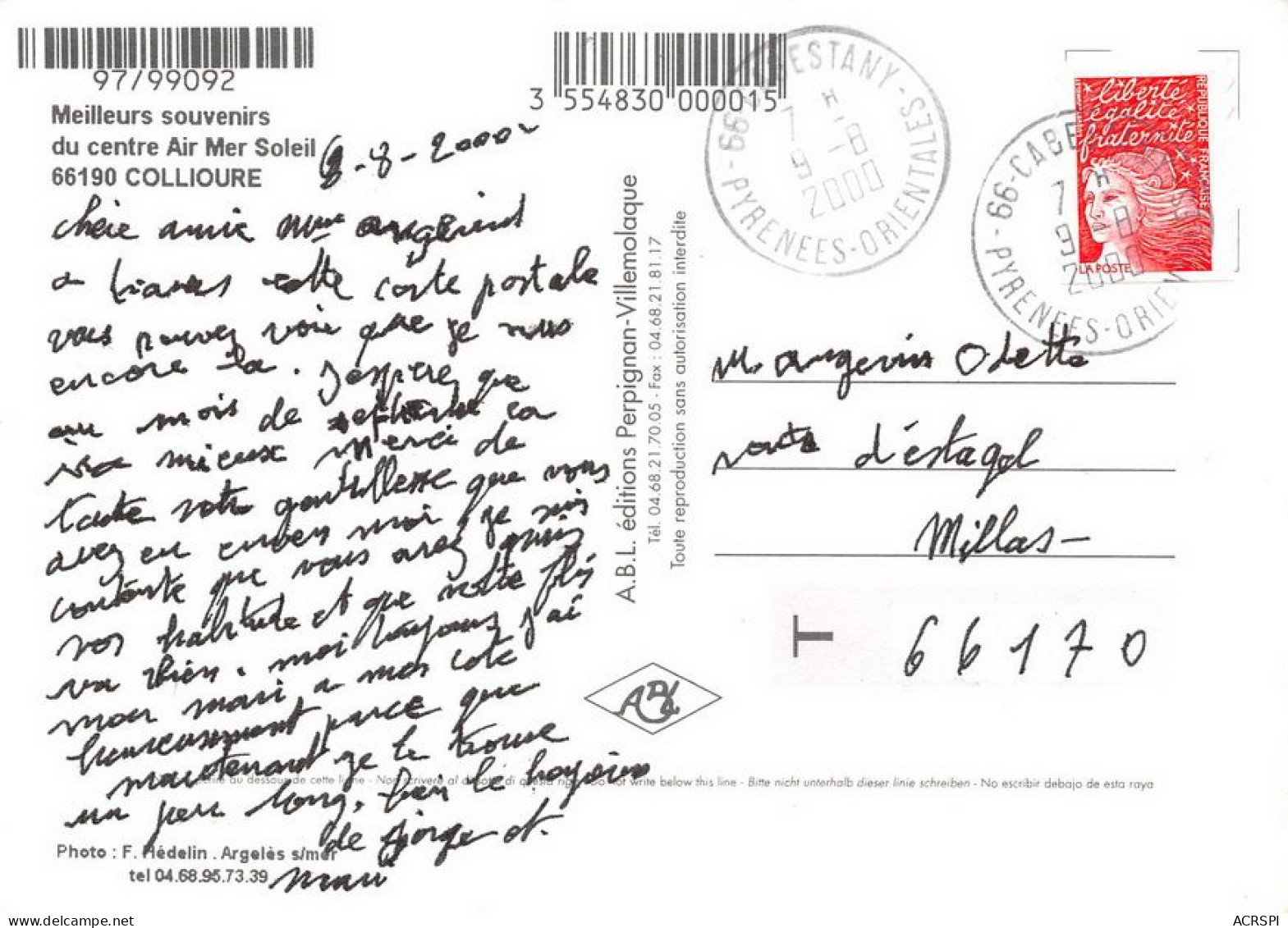 66 Collioure  Air Mer Soleil  (Scan R/V) N°   43   \MT9128 - Collioure