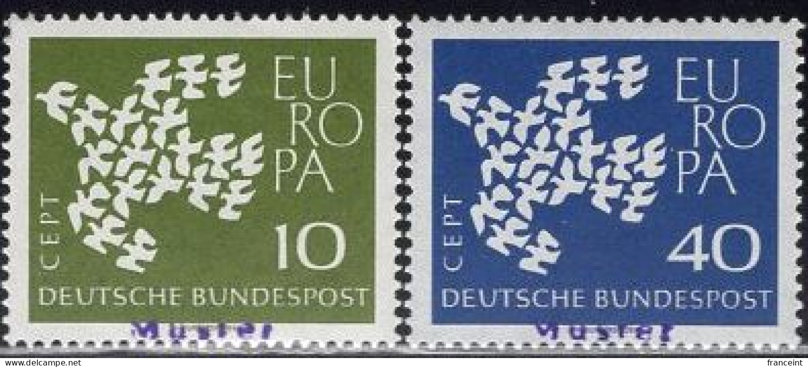 GERMANY(1961) Europa. Set Of 2 With MUSTER (specimen) Overprint. Scott No 844-5. - Altri & Non Classificati