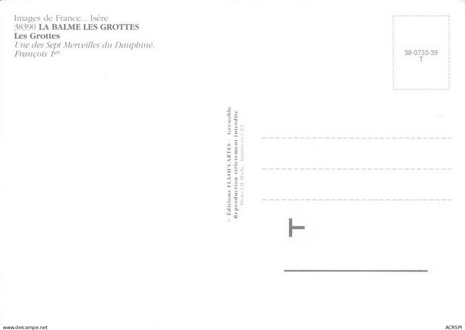 Lot De 4 Cartes Des Grottes De La BALME En Isère Cartes Vierges Non Circulées            (Scan R/V) N°   3   \MT9149 - Chartreuse