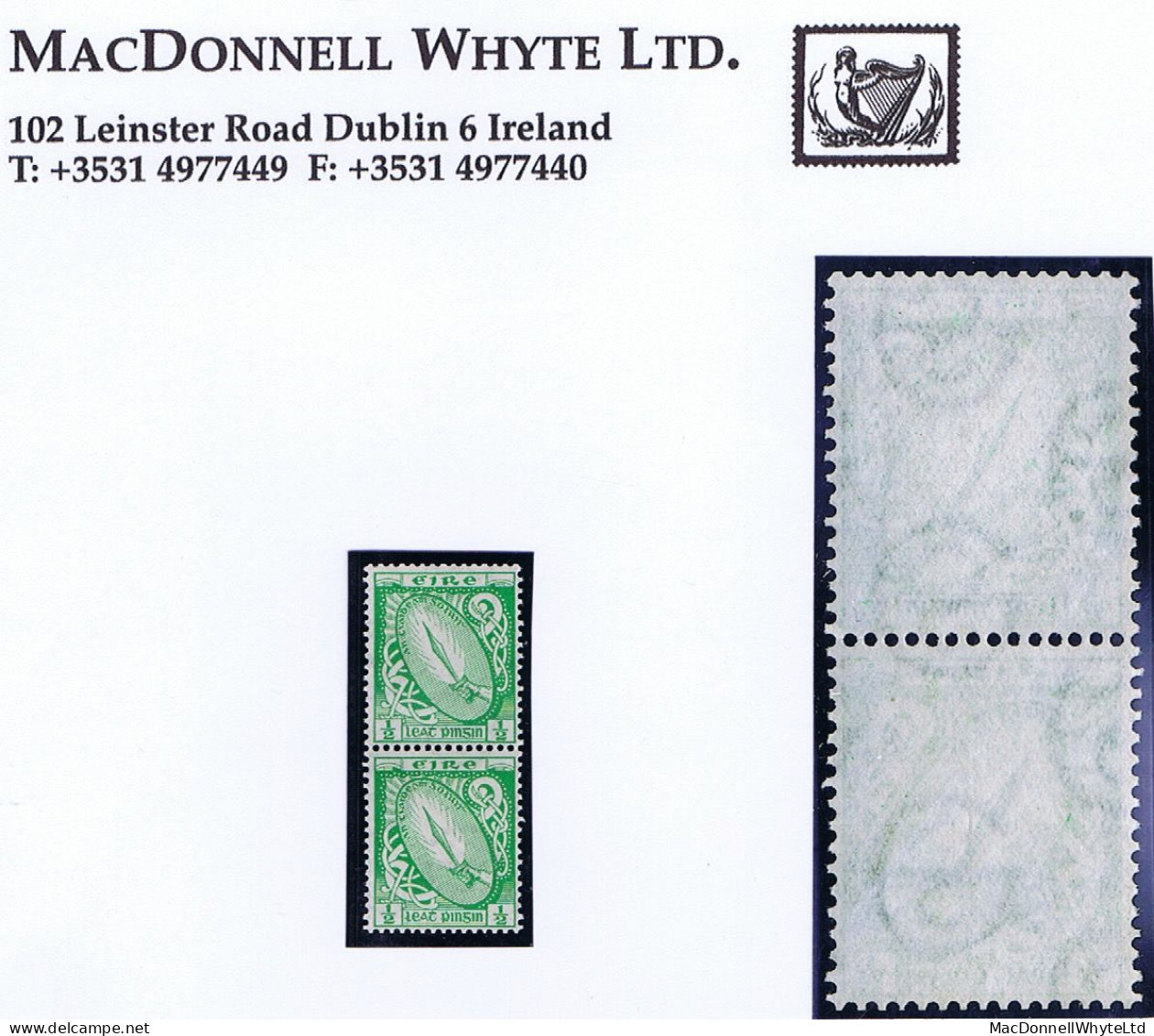 Ireland 1922-35 SE Definitives ½d Sword Watermark Inverted Pair Mint Unmounted, Ex Booklet Printing - Nuovi
