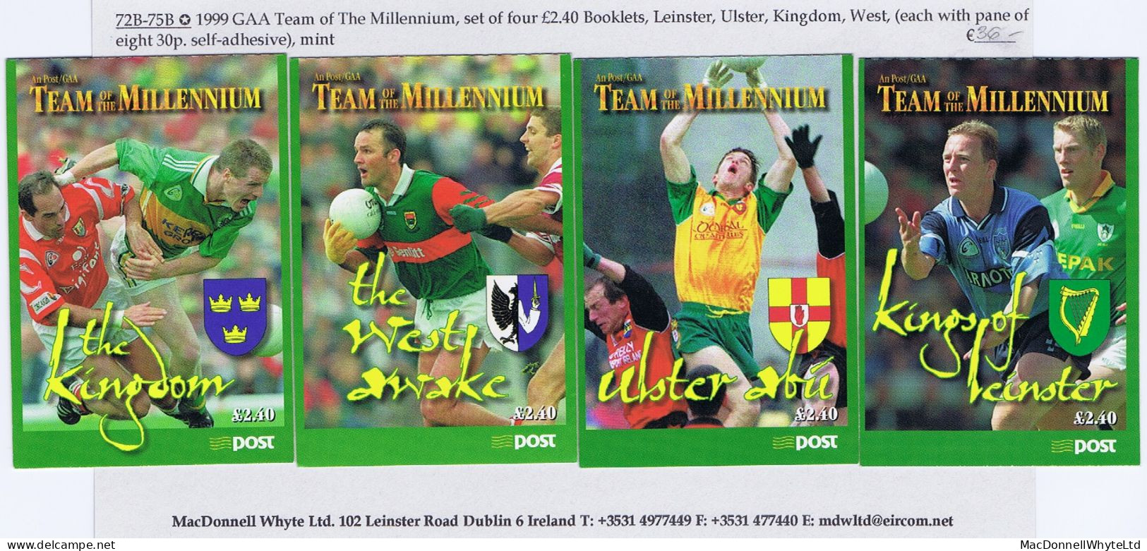 Ireland Football 1999 GAA Team Of The Millennium Set Of Four Booklets Self-adhesive - Postzegelboekjes