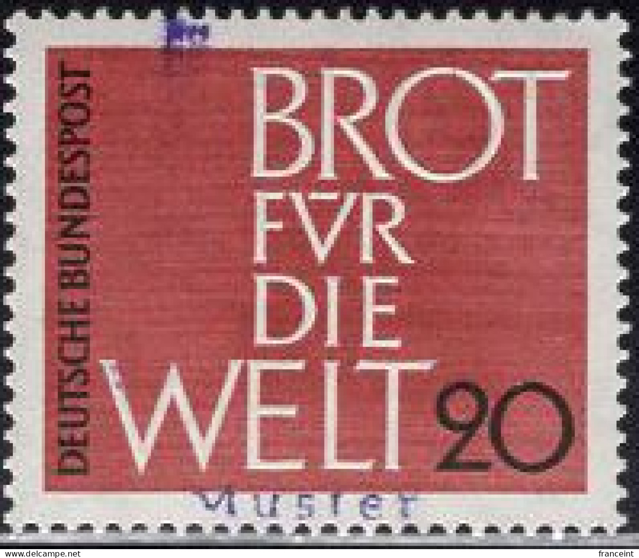 GERMANY(1962) Bread For The World. MUSTER (specimen) Overprint. Advent Collection. Scott No 854. - Other & Unclassified