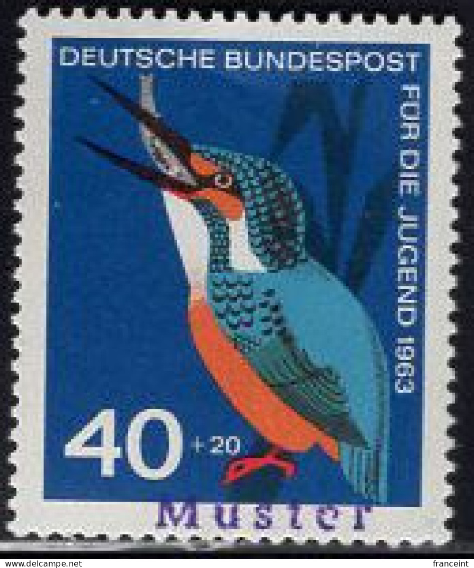 GERMANY(1963) Kingfisher. MUSTER (specimen) Overprint. Scott No B391. - Sonstige & Ohne Zuordnung