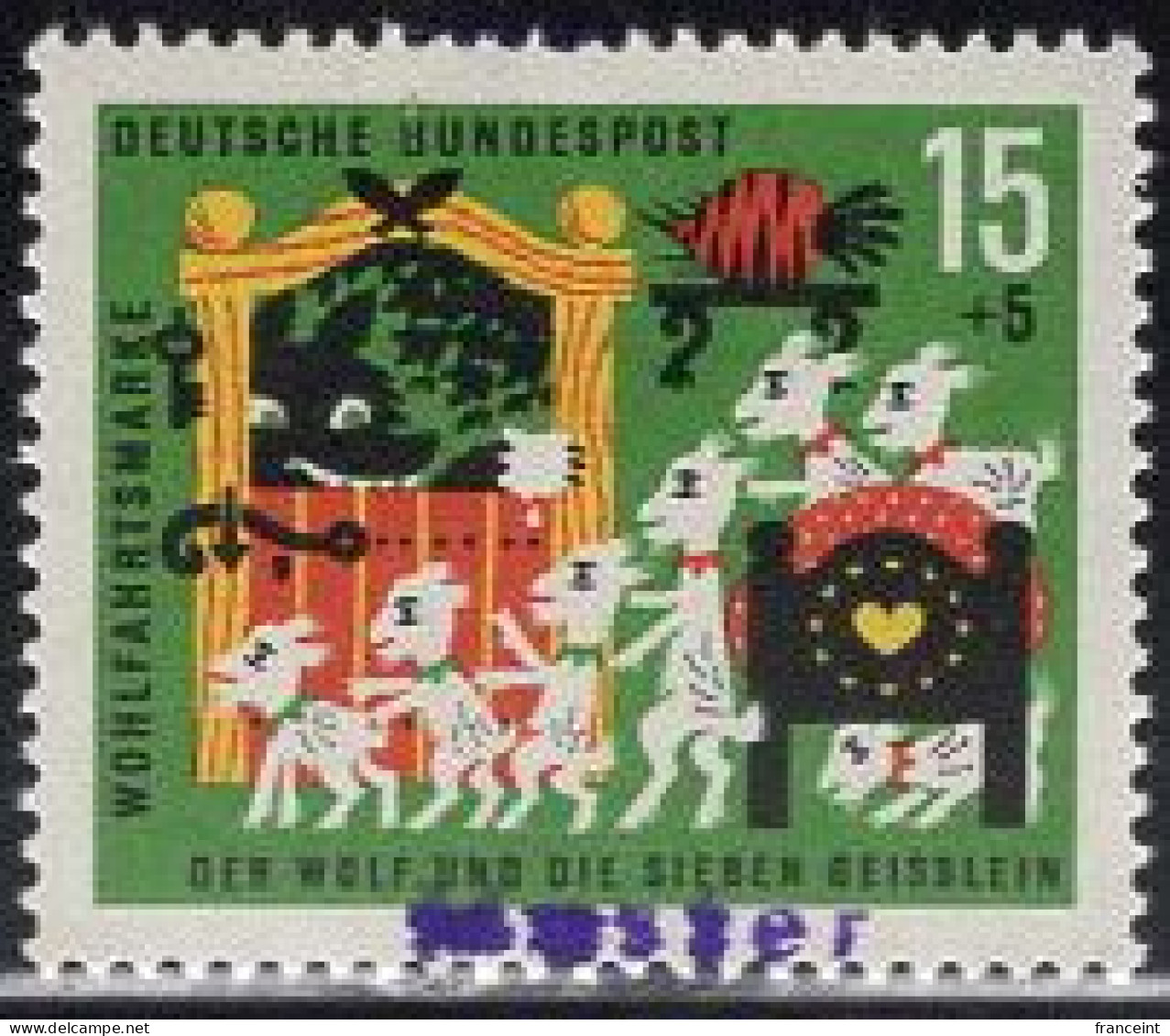 GERMANY(1963) Scene From The Wolf And The Seven Kids. MUSTER (specimen) Overprint. Scott No B393. - Otros & Sin Clasificación