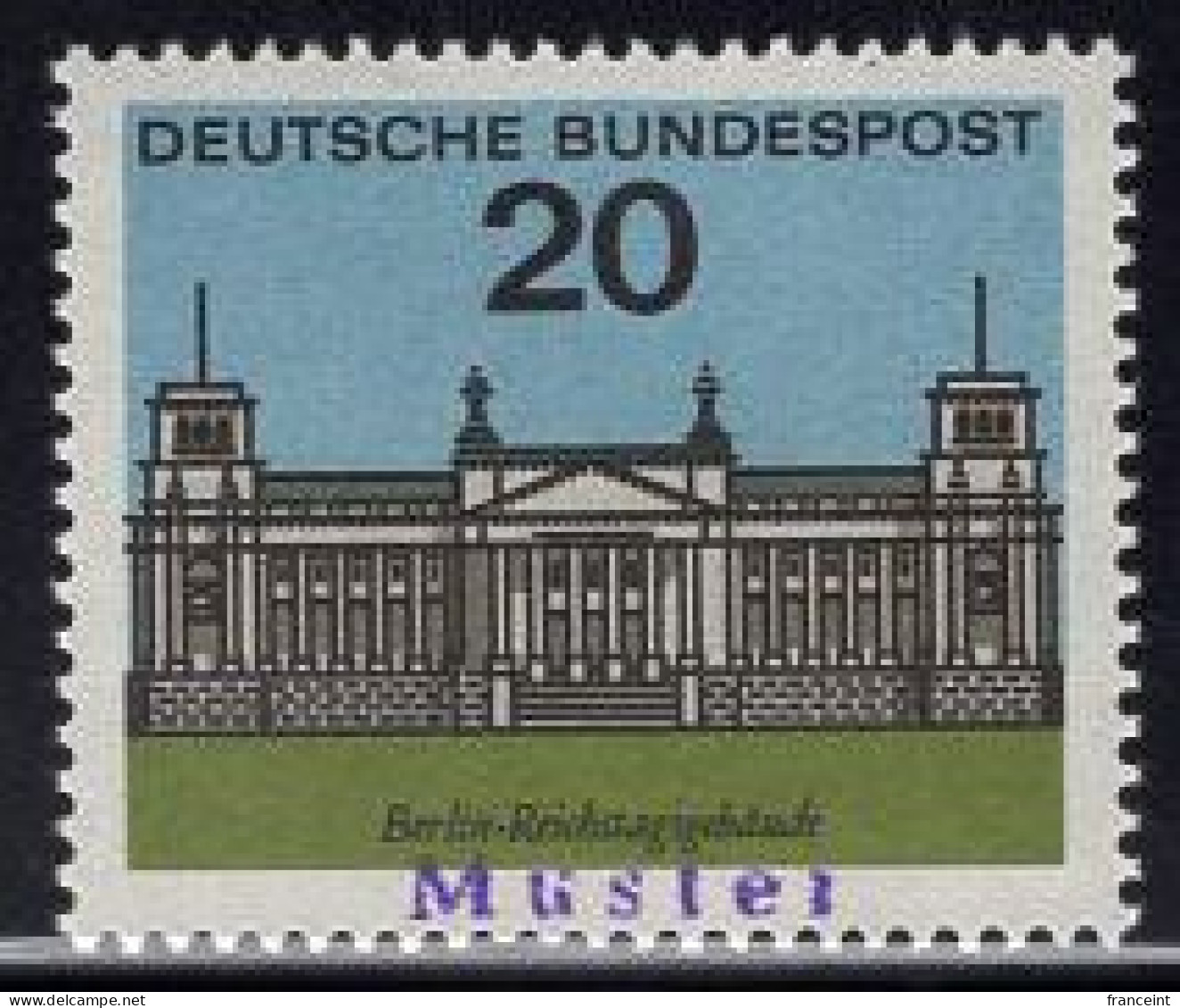 GERMANY(1964) Berlin - Reichstag. MUSTER (specimen) Overprint. Scott No 874. - Andere & Zonder Classificatie