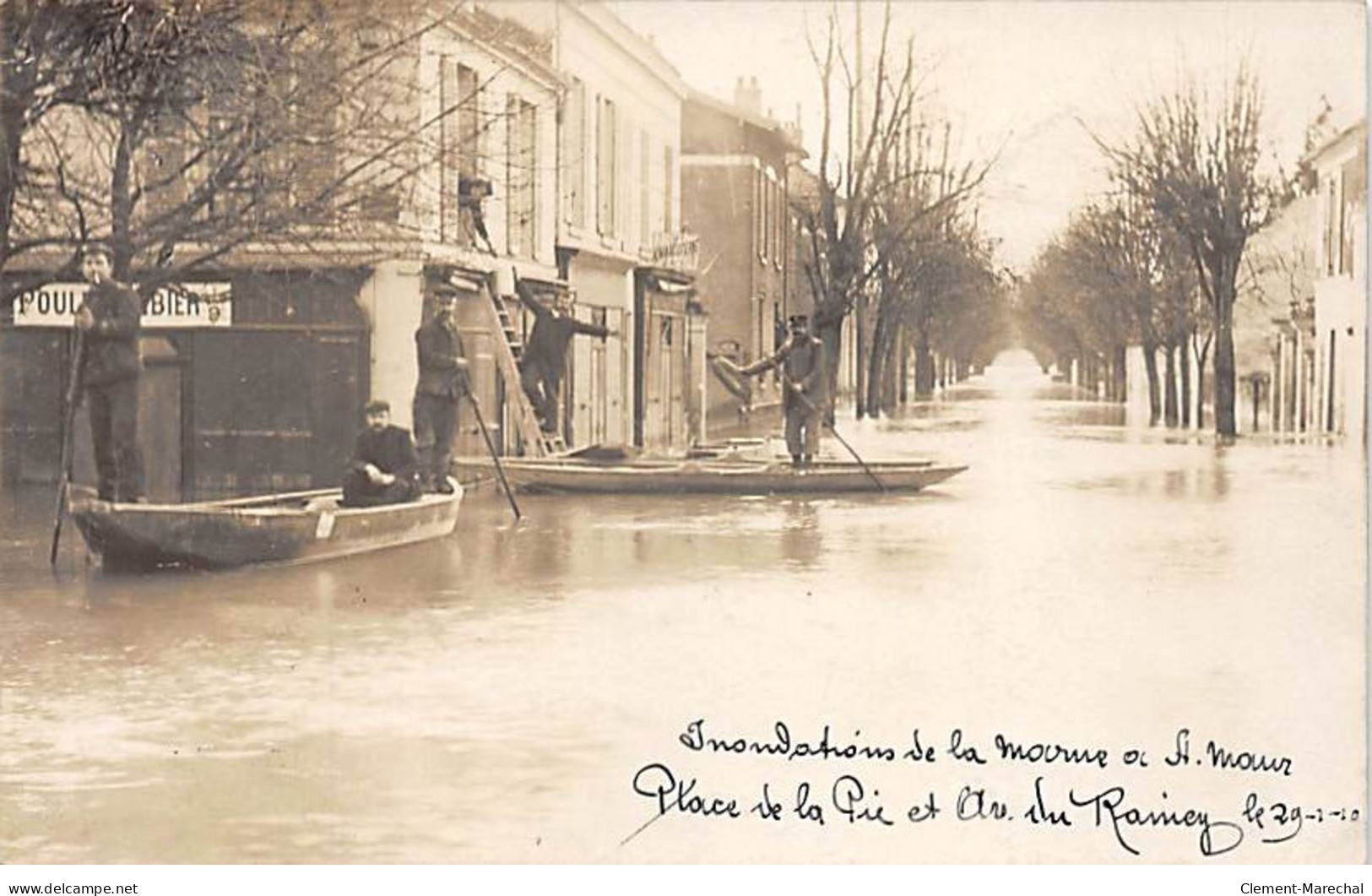 Inondations De La Marne à SAINT MAUR 1910 - Place De La Pie Et Avenue Du Raincy - Carte Photo - Très Bon état - Saint Maur Des Fosses