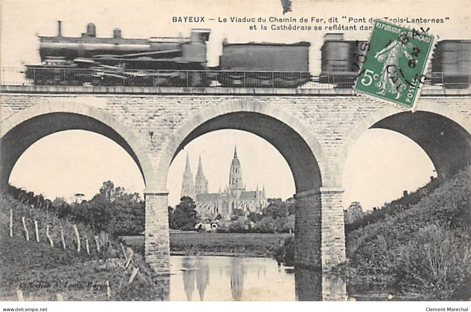 BAYEUX - Le Viaduc Du Chemin De Fer Dit " Pont Des Trois Lanternes " Et La Cathédrale - état - Bayeux